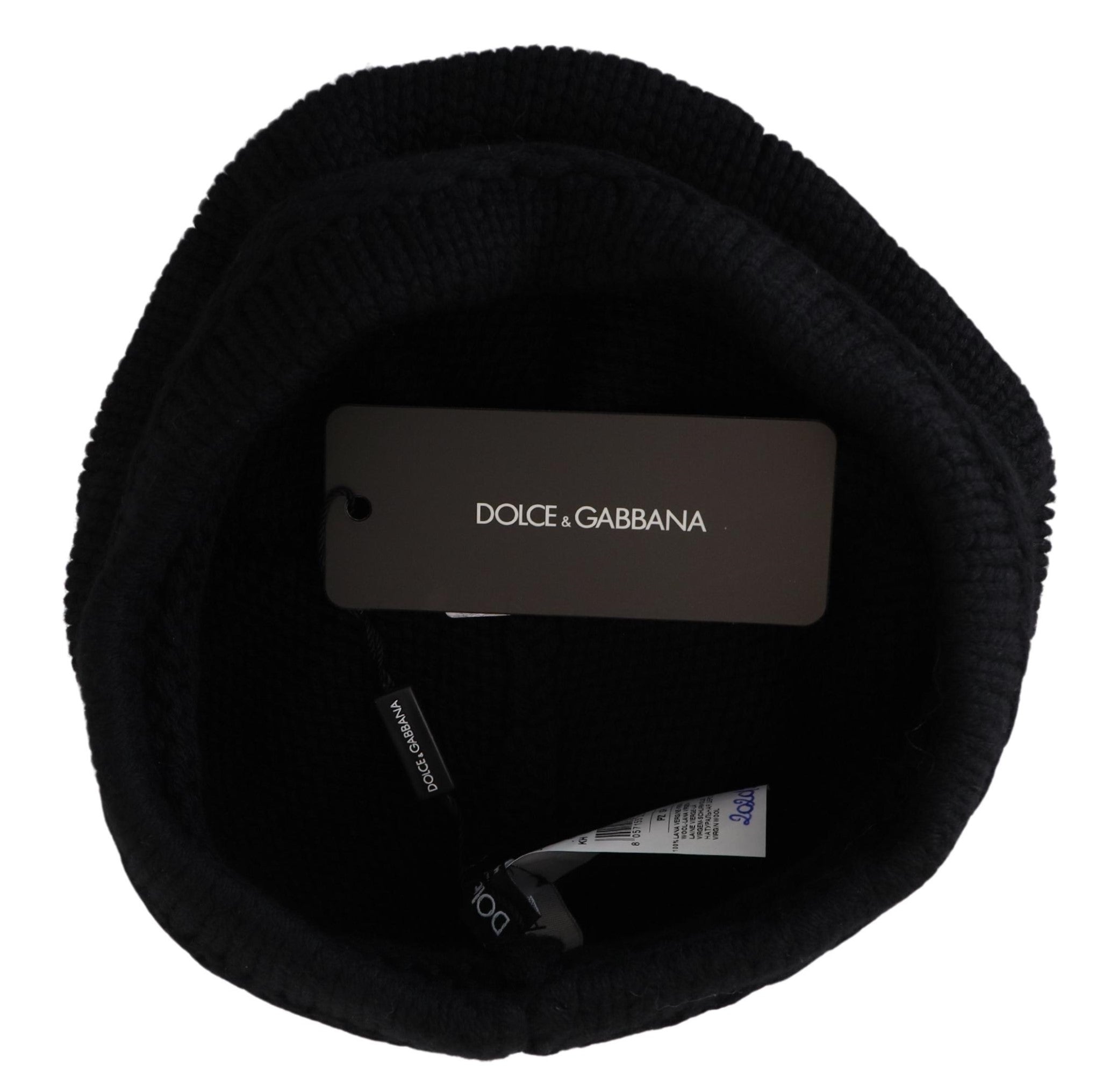 Dolce & Gabbana Black Virgin Wool Women Winter Beanie Cap Hat - Luxe Marca