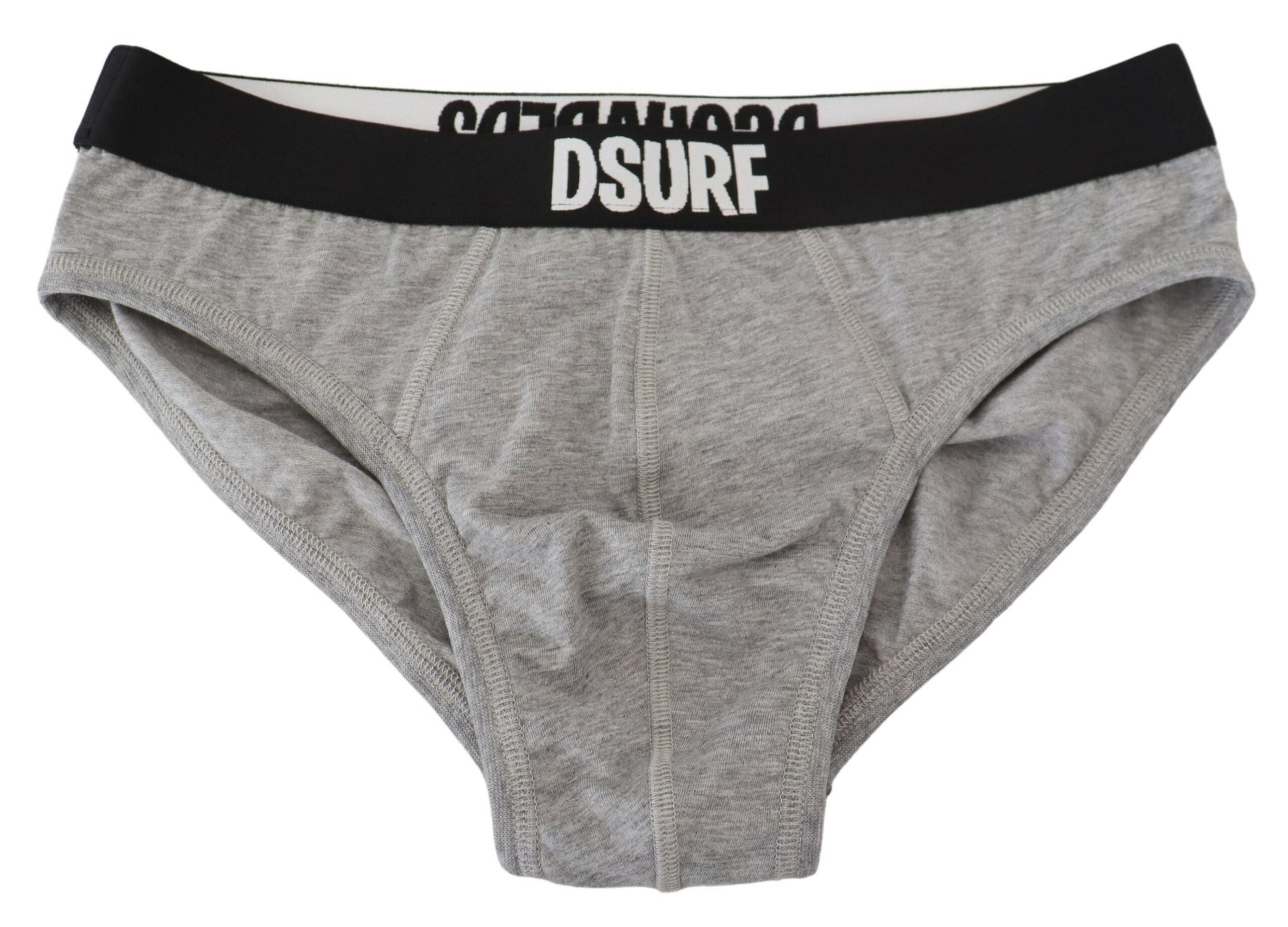 ملابس داخلية رجالية قصيرة من القطن المطاطي بشعار Dsquared² رمادية اللون