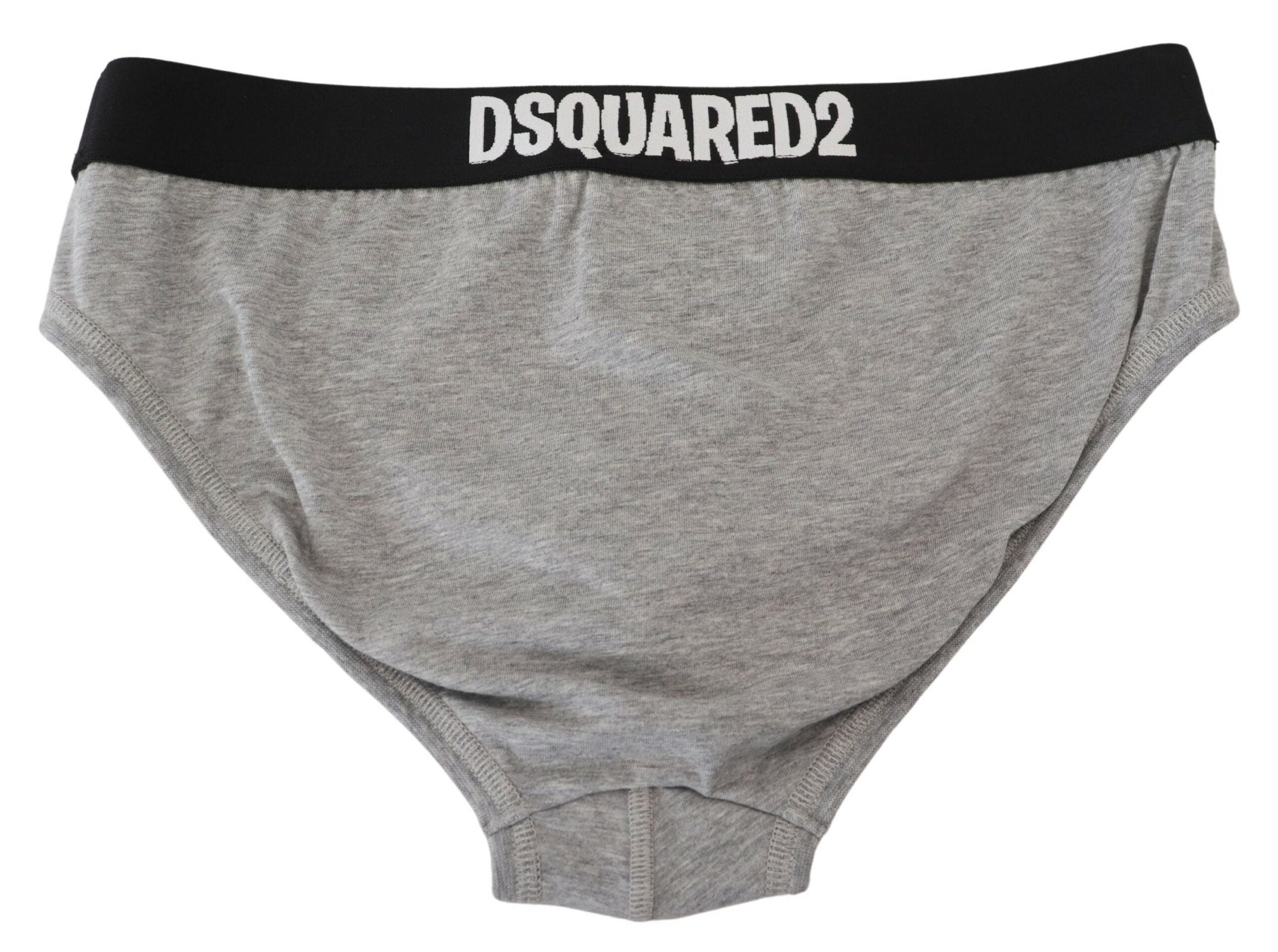 ملابس داخلية رجالية قصيرة من القطن المطاطي بشعار Dsquared² رمادية اللون