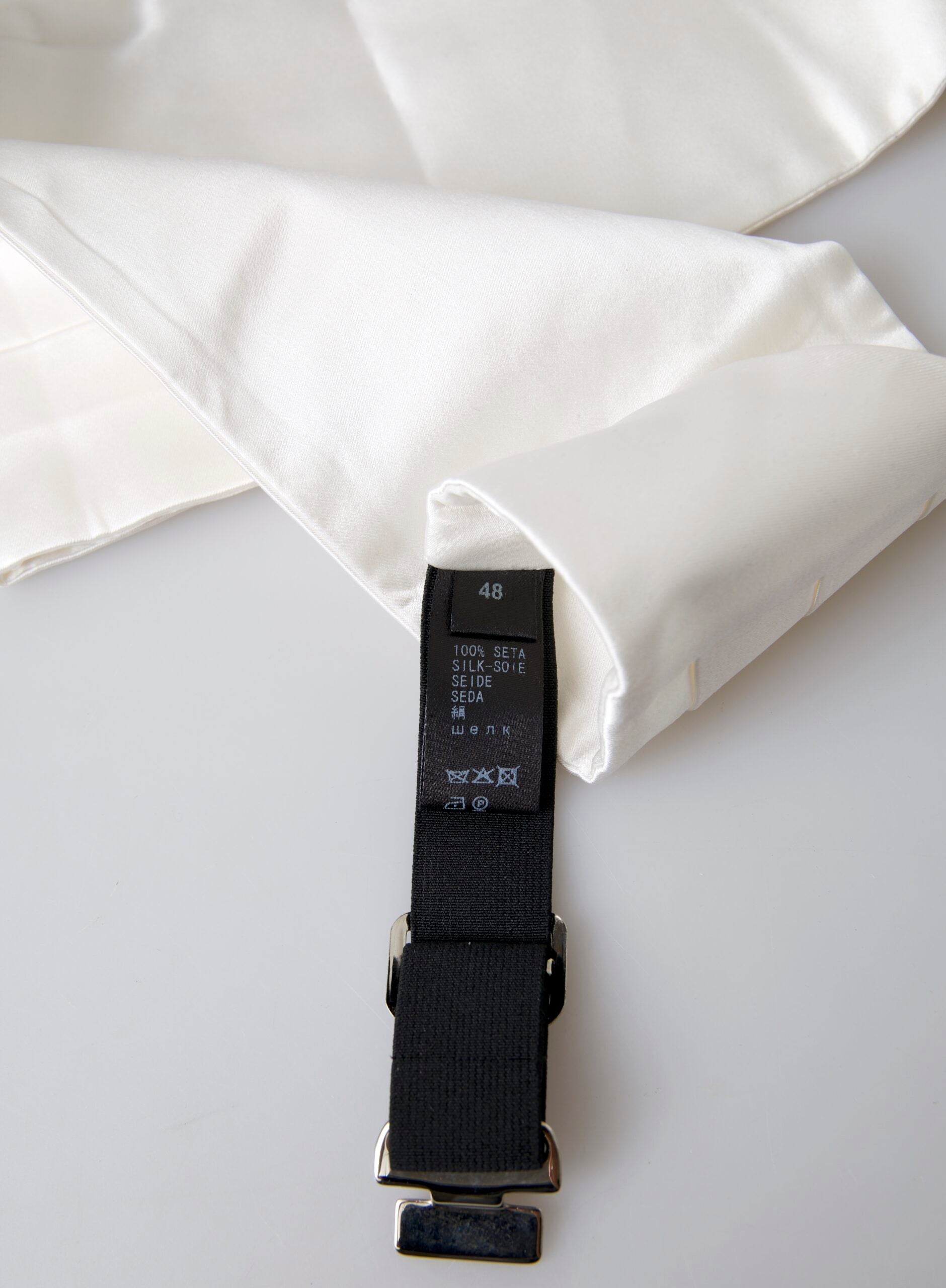 حزام حريري أبيض للرجال من دولتشي آند غابانا بخصر عريض