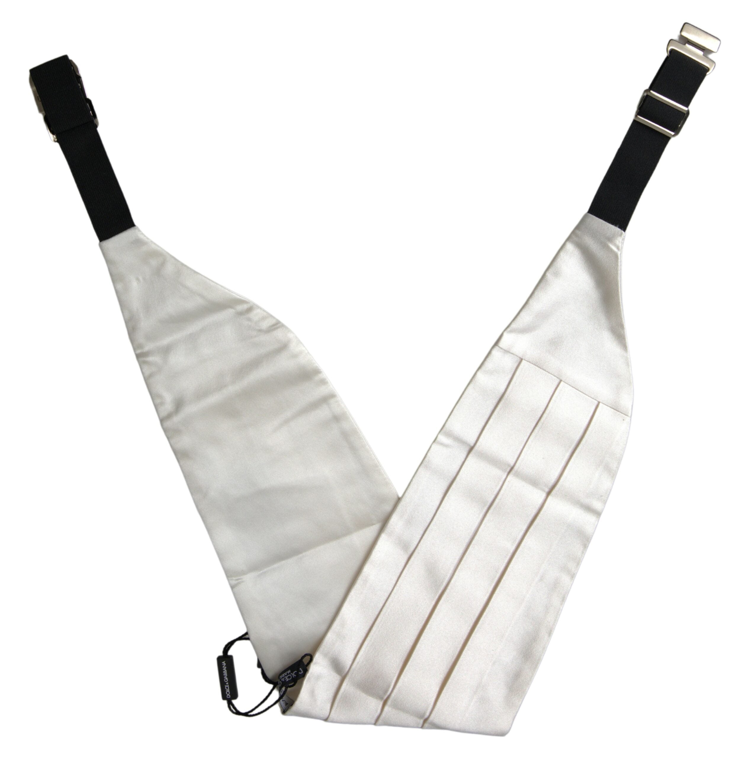 حزام حريري أبيض للرجال من دولتشي آند غابانا بخصر عريض