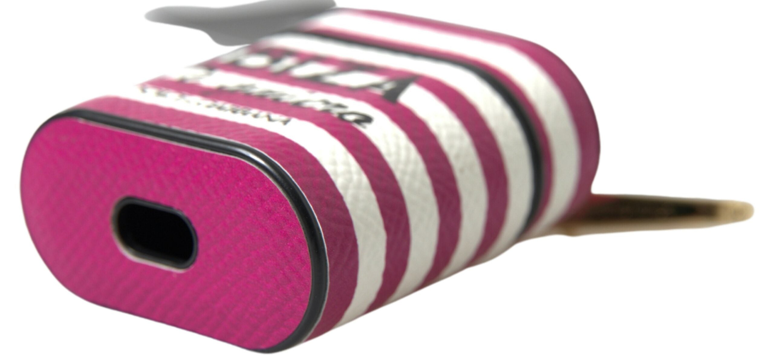 حافظة سماعات Airpods من جلد الفوشيا دوفين بشعار دولتشي آند غابانا