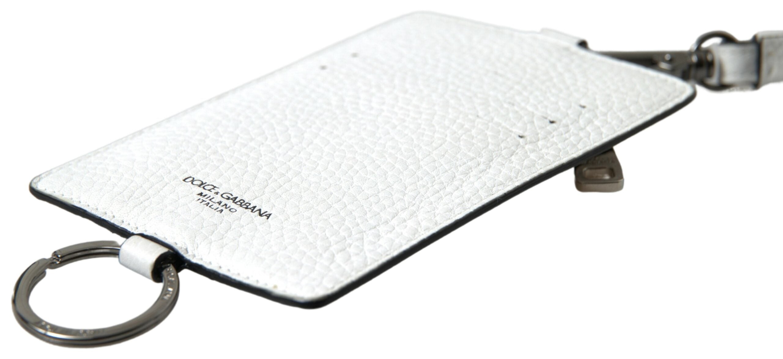 محفظة دولتشي آند غابانا للرجال مصنوعة من الجلد الأبيض مع شعار دولتشي آند غابانا