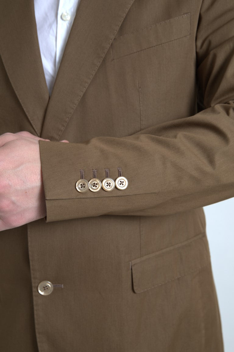 بدلة دولتشي آند غابانا تاورمينا بنية اللون مكونة من قطعتين وصدر واحد