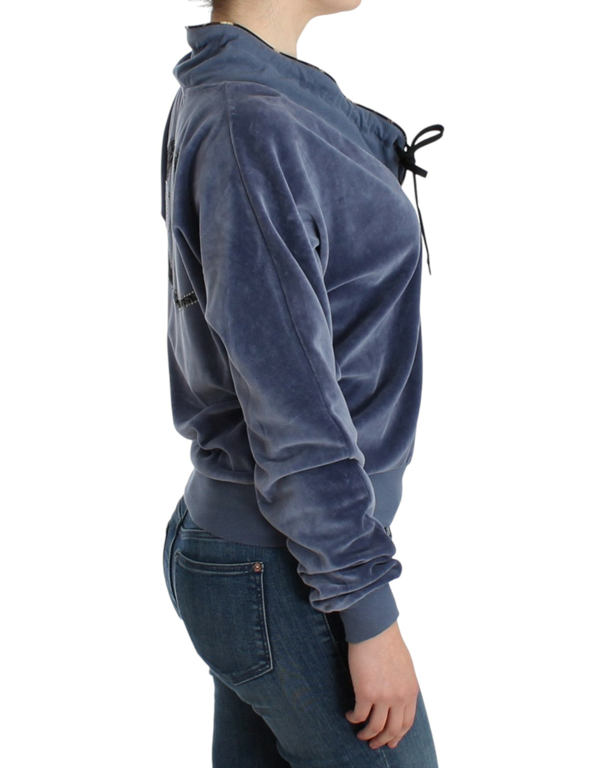 سترة كافالي القطنية المخملية الزرقاء