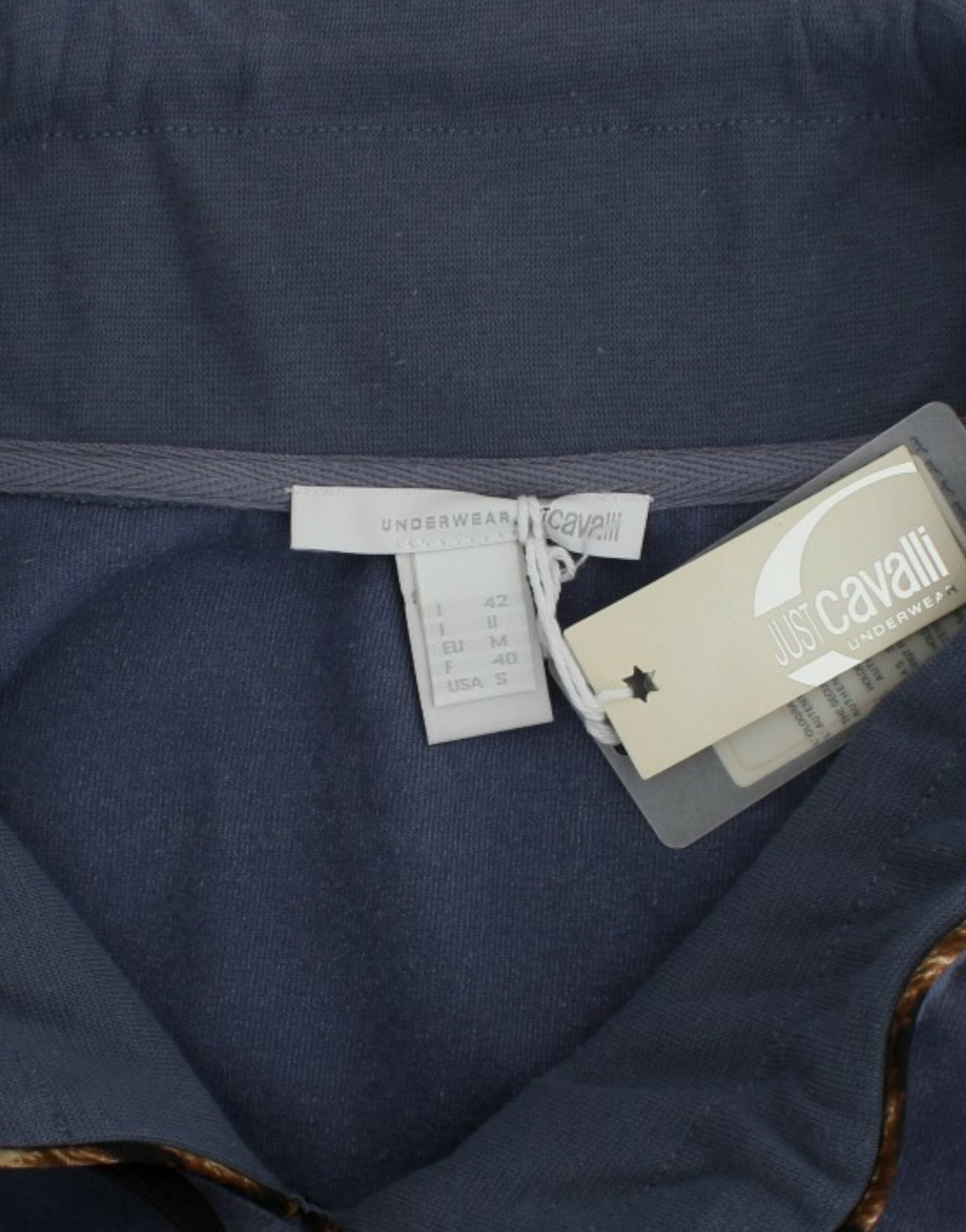 سترة كافالي القطنية المخملية الزرقاء