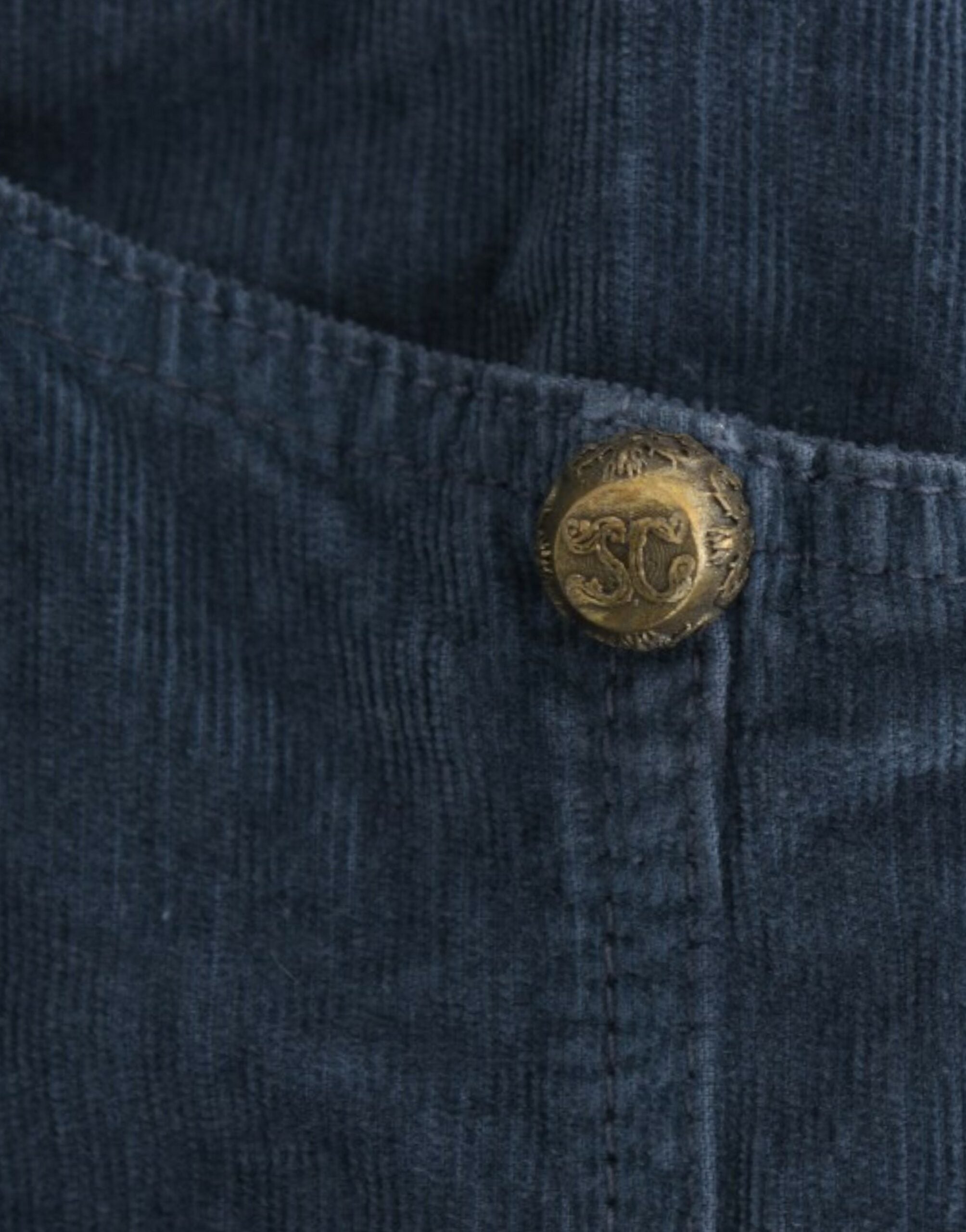 تنورة قلم رصاص من قماش مخملي أزرق من كافالي