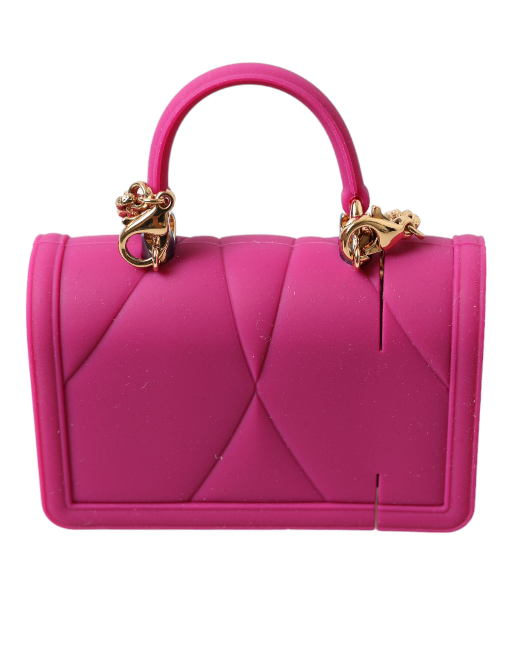 Dolce & Gabbana Pink Silicone Devotion Heart Bag Gold Chain Airpods Case