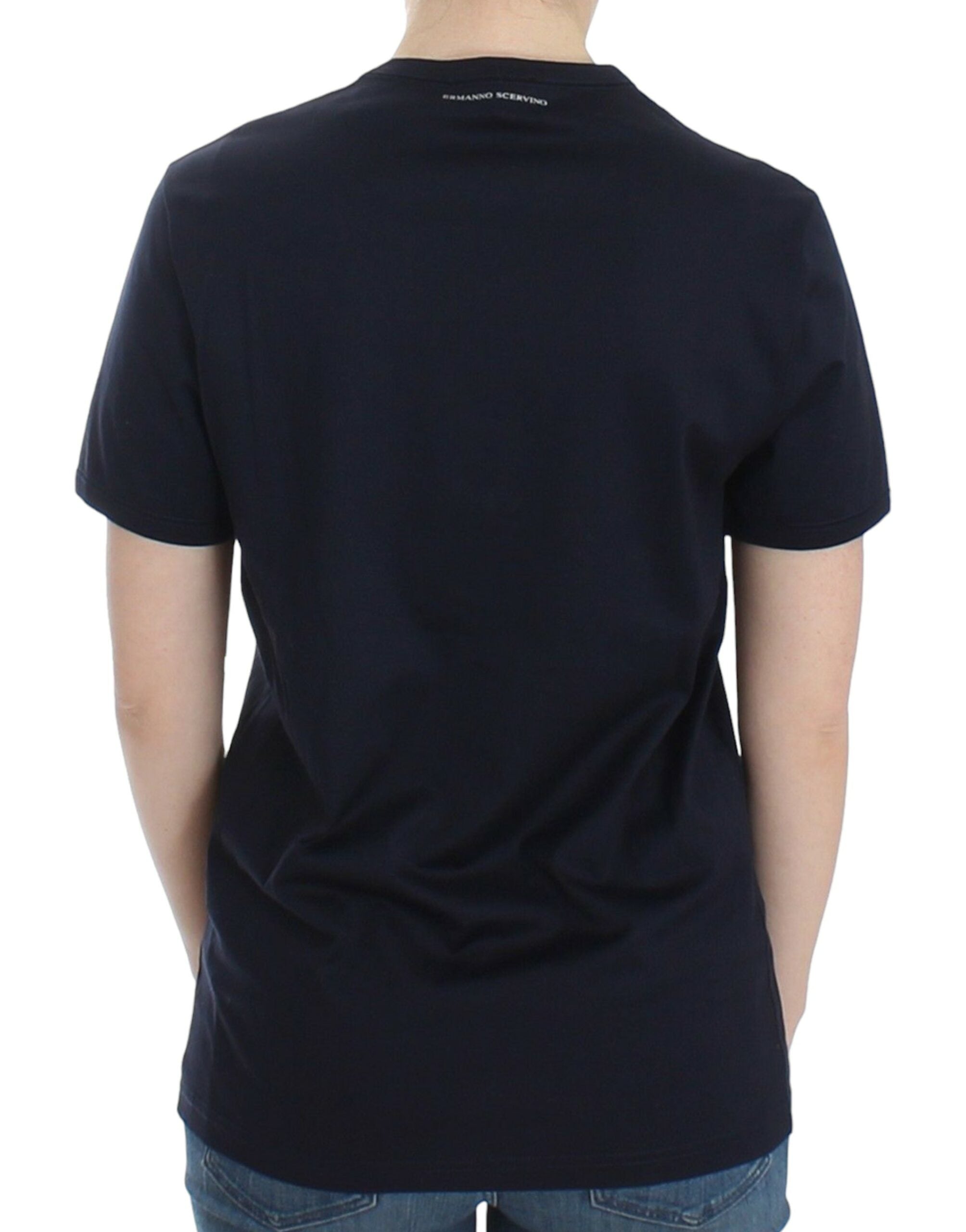 تيشيرت إيرمانو شيرفينو للملابس الداخلية من القطن باللون الأزرق مع شعار