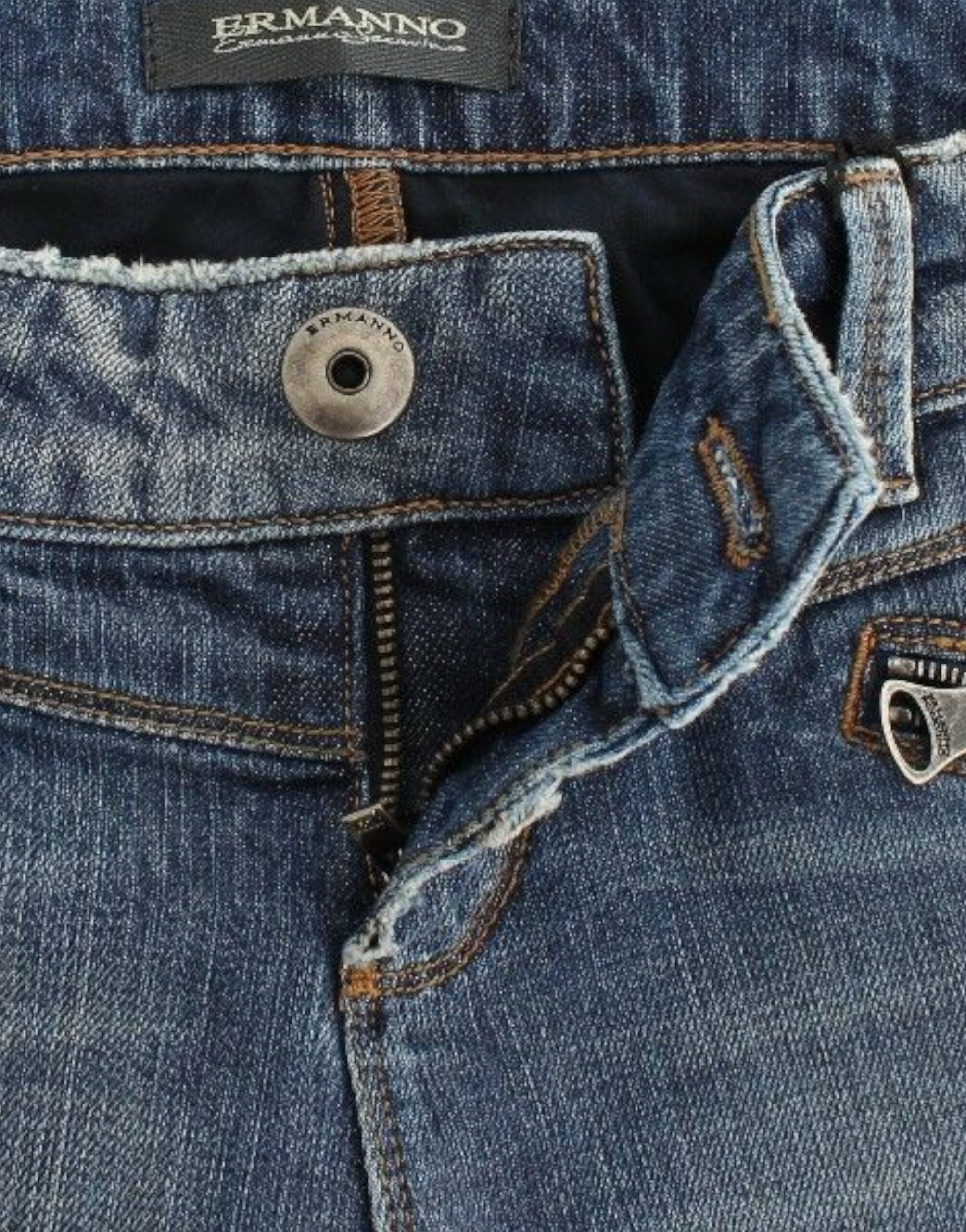 بنطلون جينز ضيق أزرق من Ermanno Scervino، مستقيم ومطاط