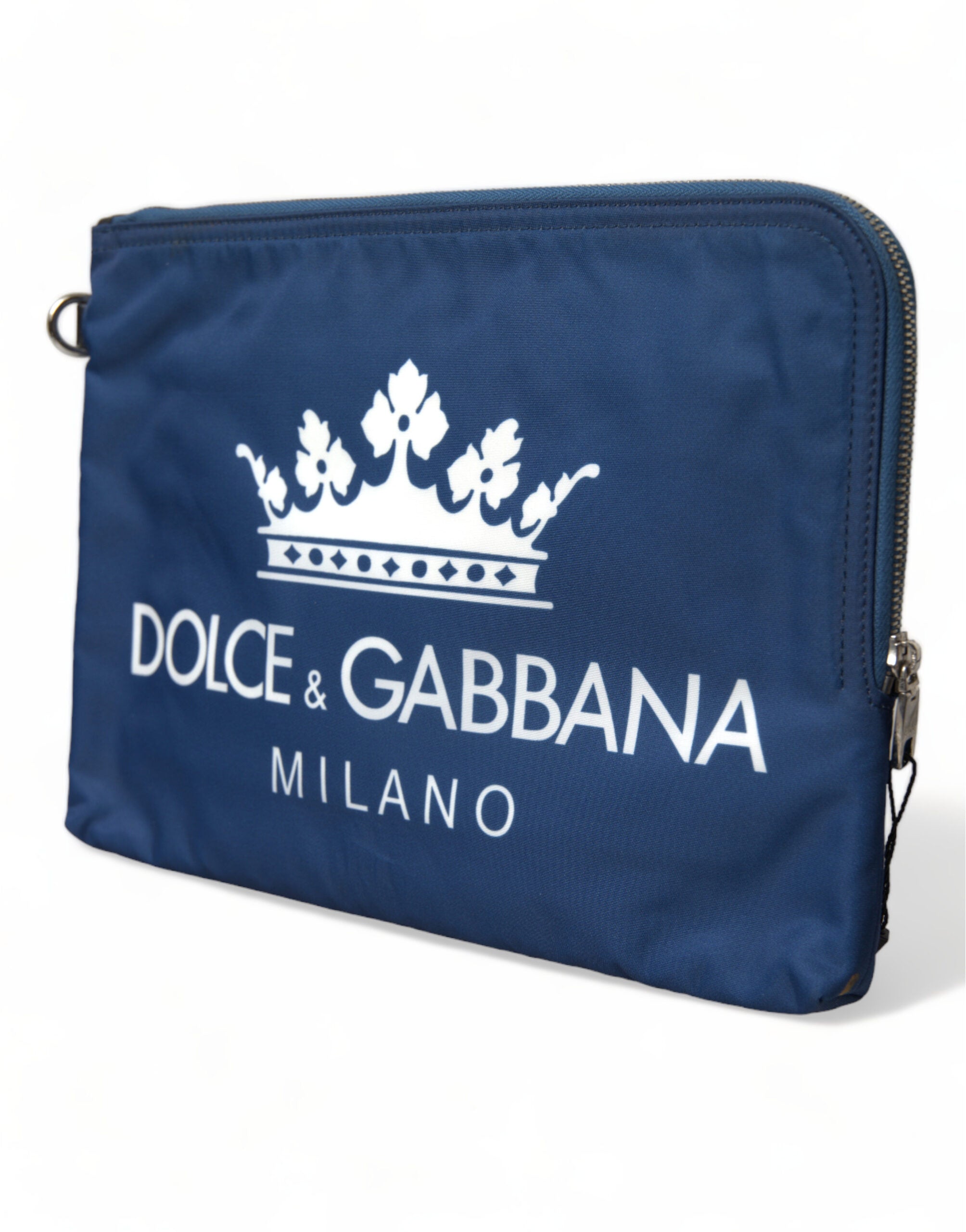 حقيبة كلاتش رجالية من النايلون بطبعة DG Milano باللون الأزرق من Dolce & Gabbana