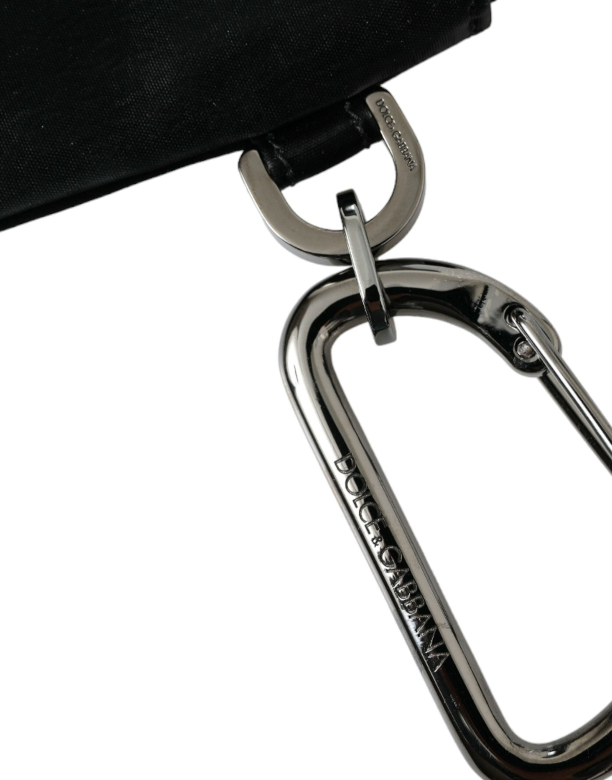 حقيبة كلاتش دولتشي آند غابانا سوداء من النايلون مزودة بلوحة شعار