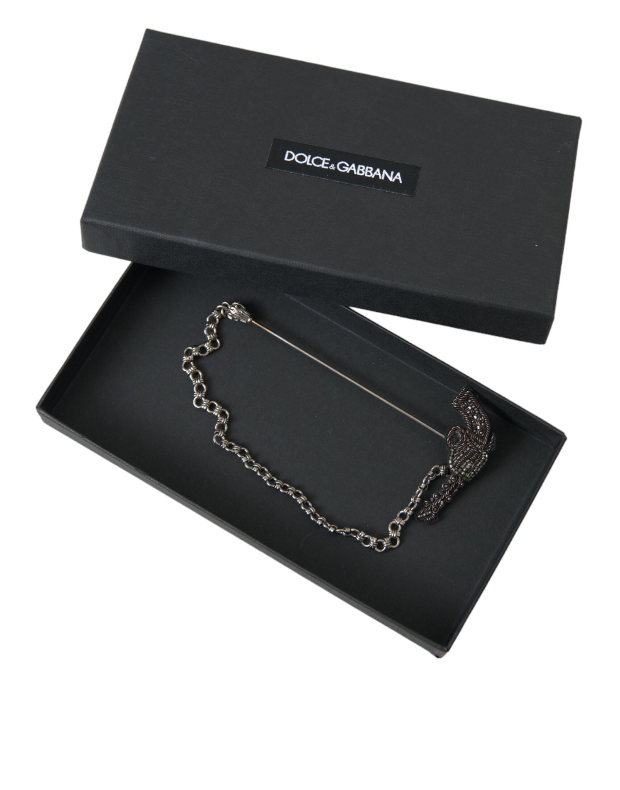 دبوس بروش رجالي من دولتشي آند غابانا بتصميم مسدس من النحاس والحرير