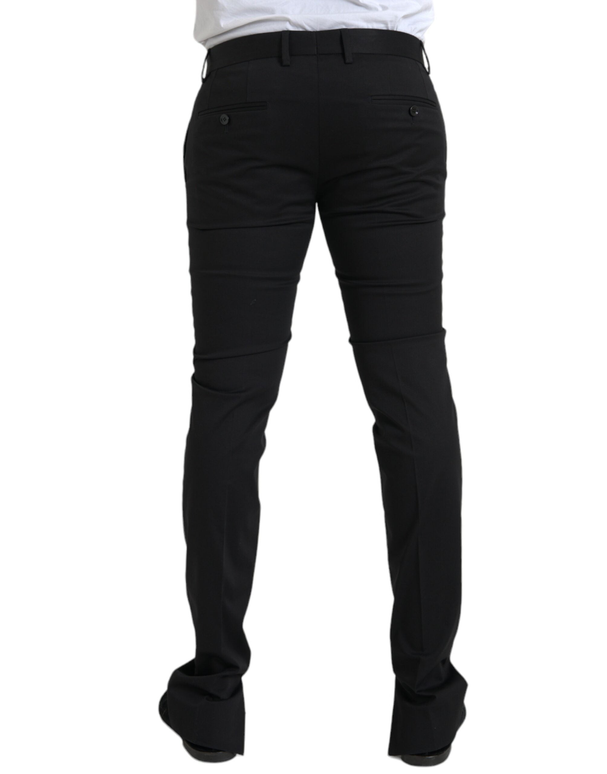 Dolce & Gabbana Black Cotton Stretch Skinny Dress Pants - Luxe Marca