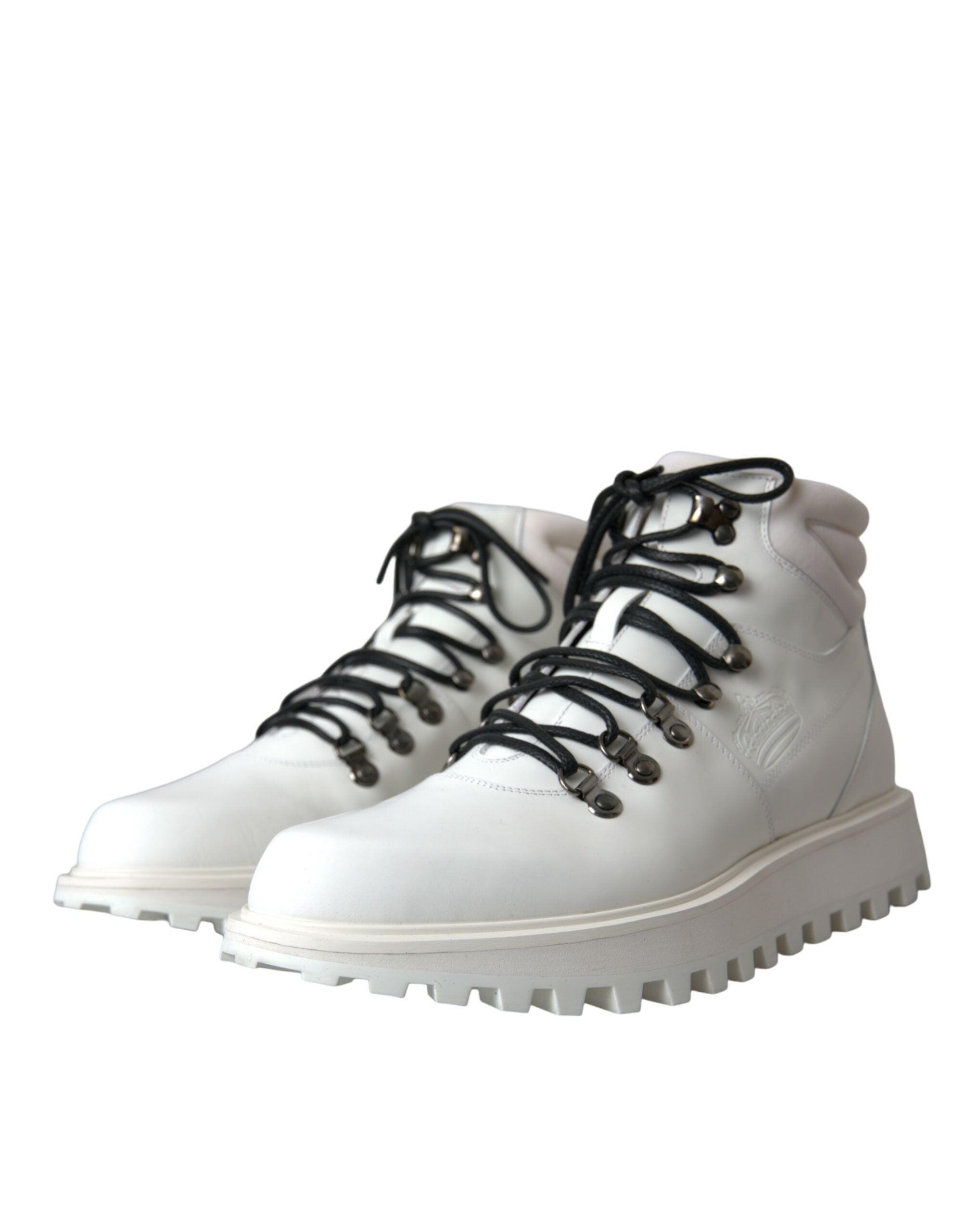 حذاء Dolce & Gabbana White Vulcano Trekking للرجال ذو الكاحل
