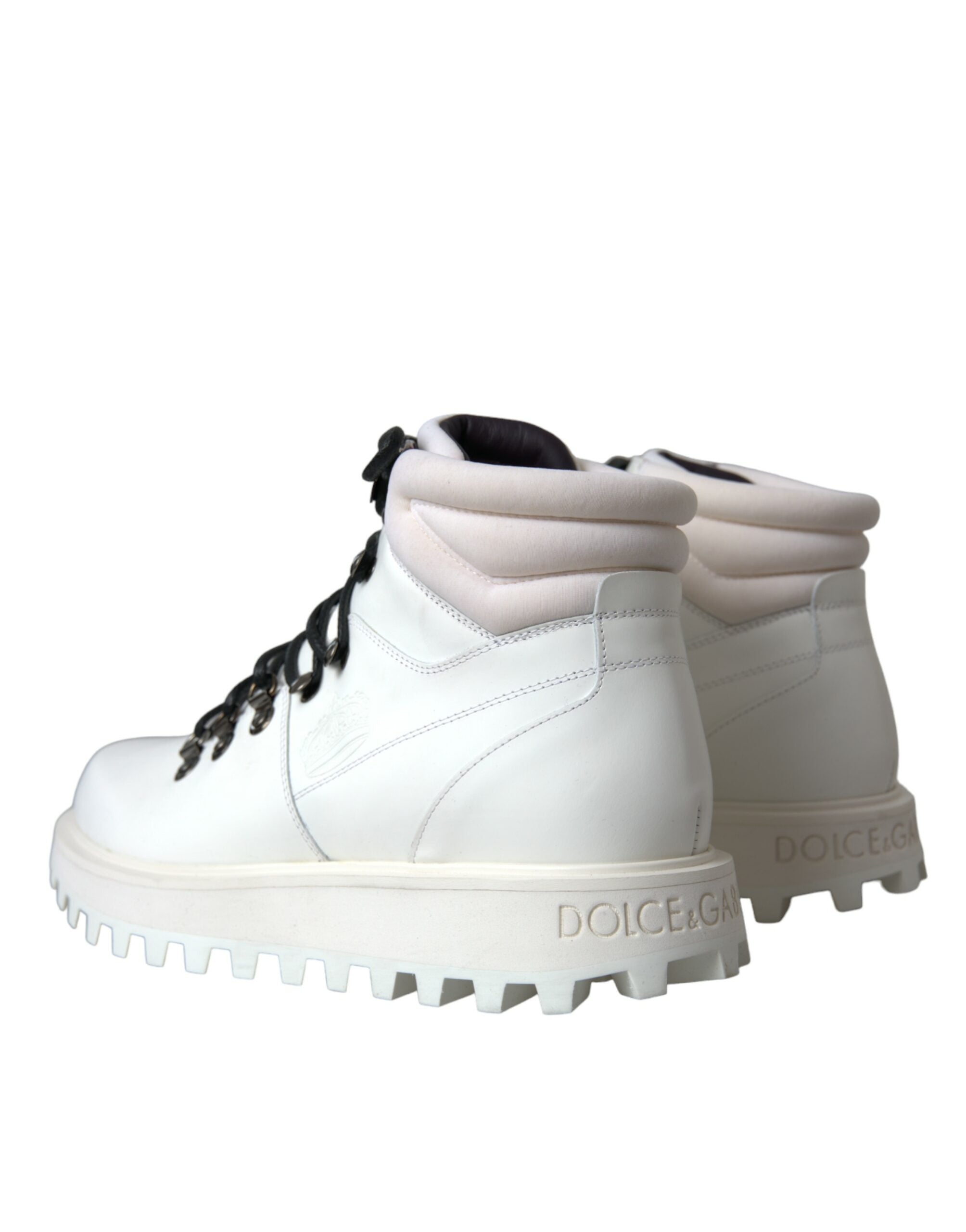 حذاء Dolce & Gabbana White Vulcano Trekking للرجال ذو الكاحل