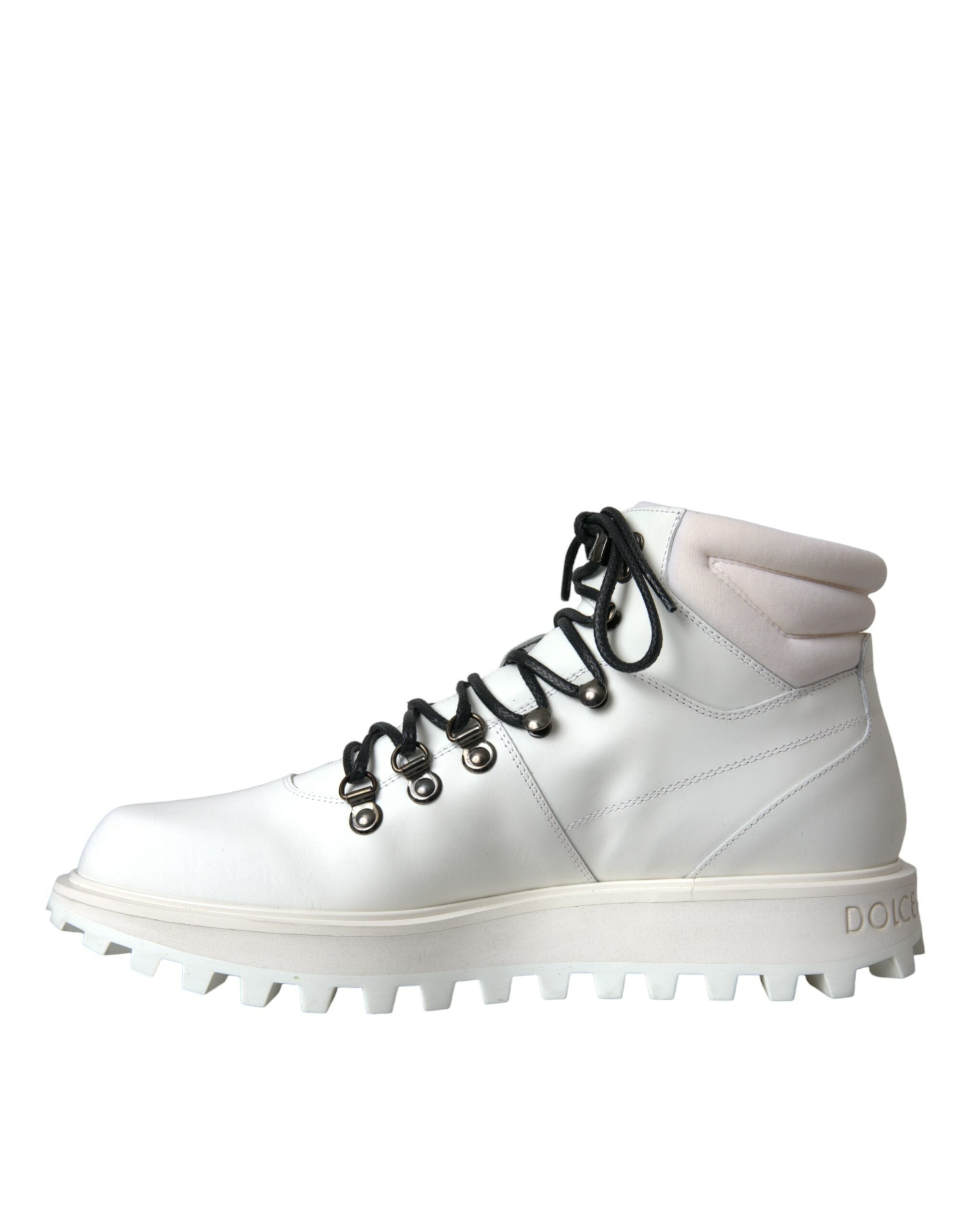 حذاء Dolce & Gabbana White Vulcano Trekking للرجال ذو الكاحل
