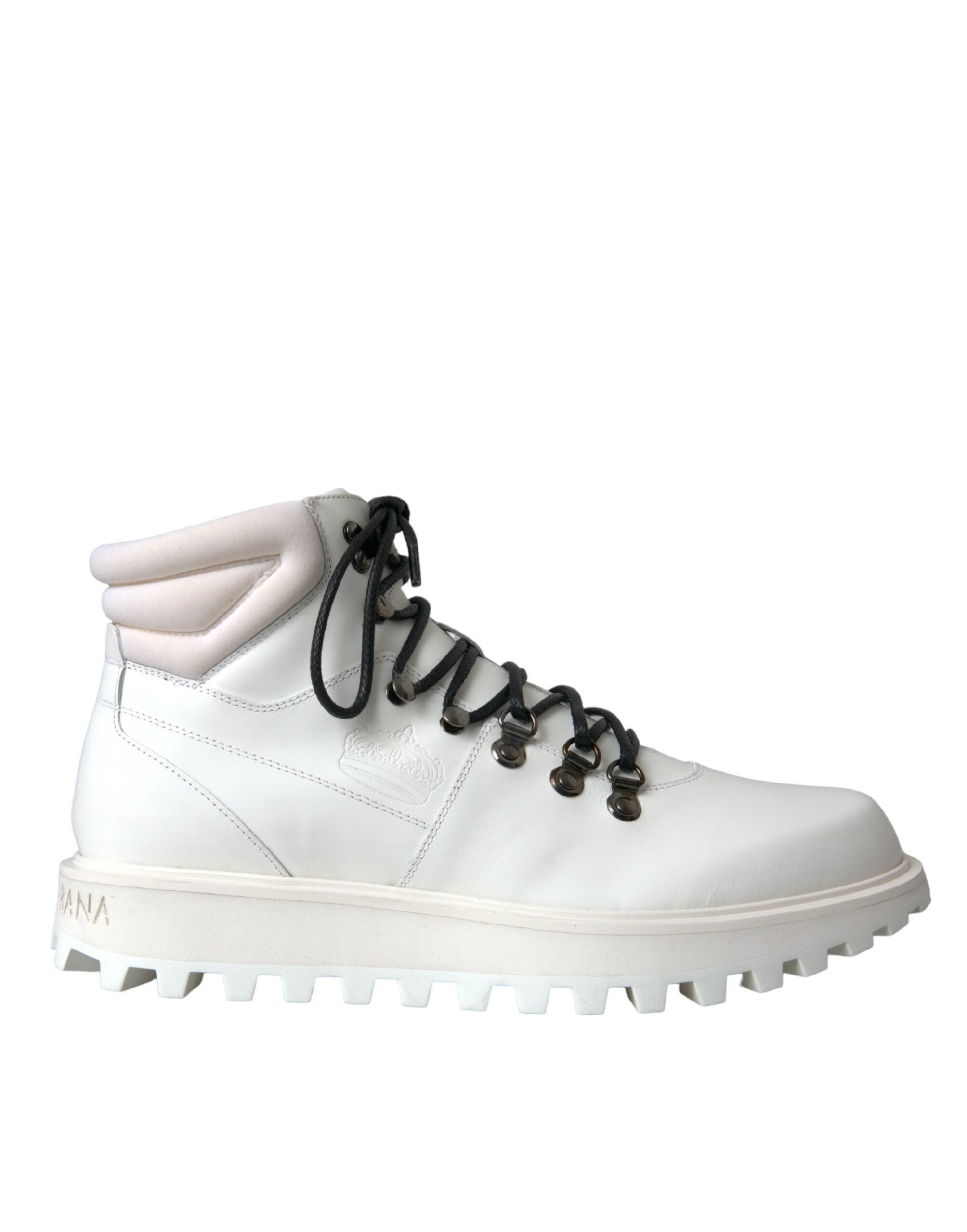 حذاء Dolce & Gabbana White Vulcano Trekking للرجال ذو الكاحل