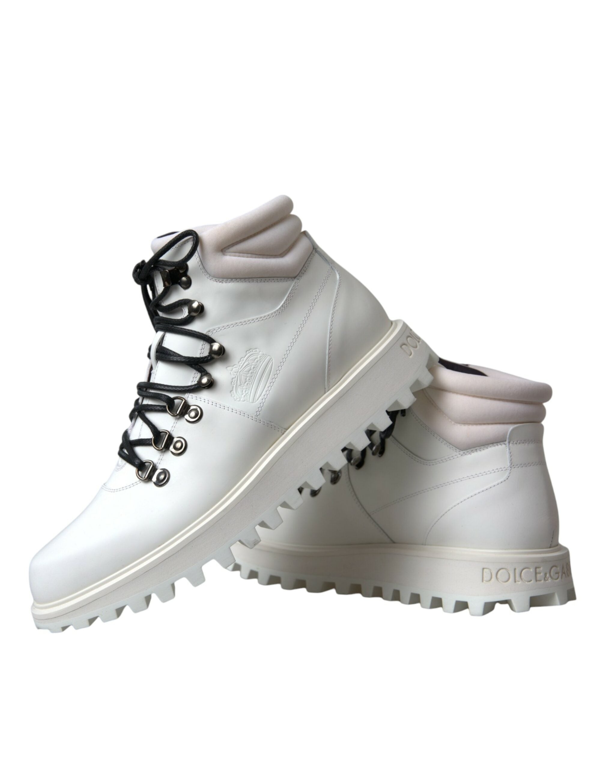 حذاء Dolce & Gabbana White Vulcano Trekking للرجال ذو الكاحل