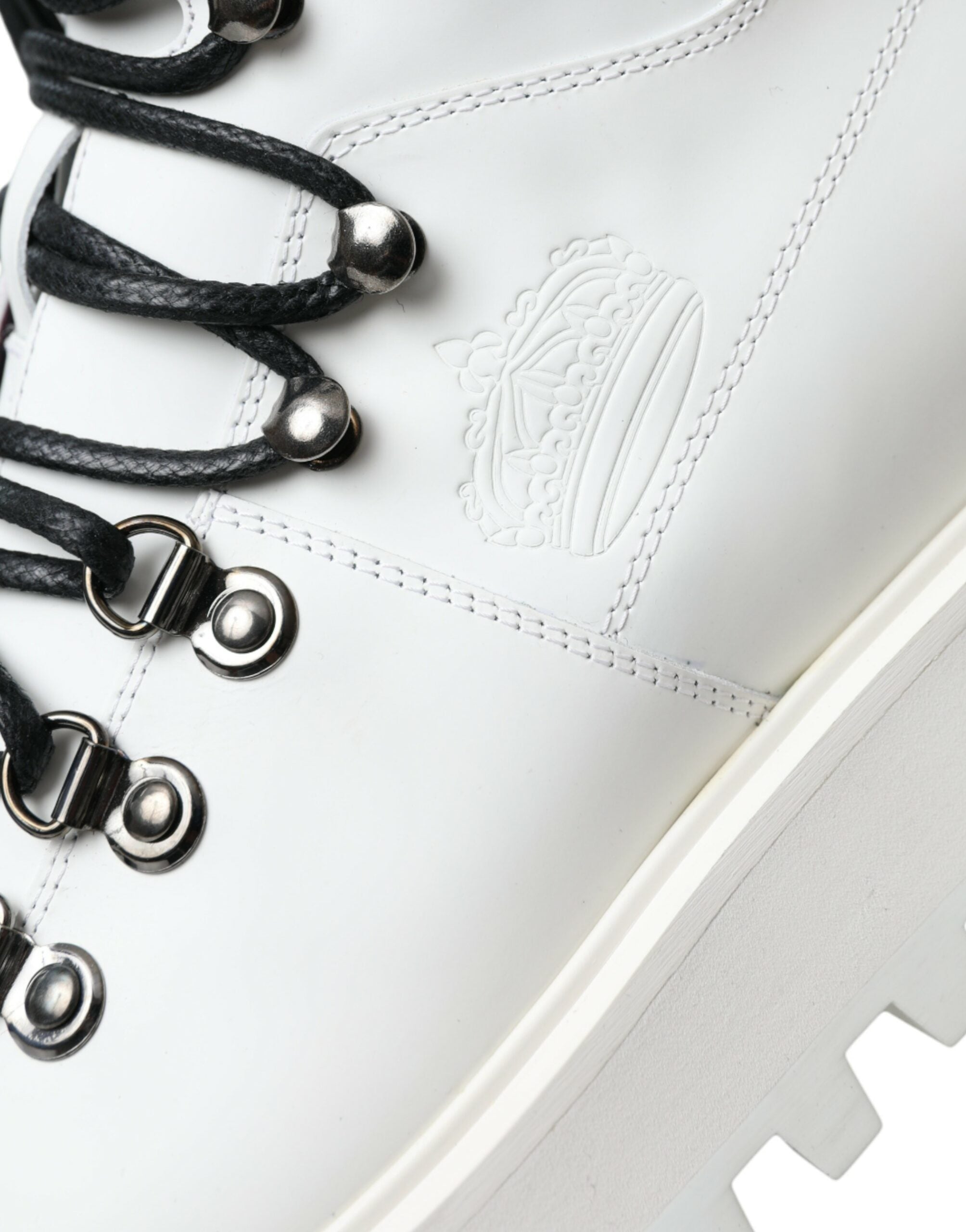 حذاء Dolce & Gabbana White Vulcano Trekking للرجال ذو الكاحل