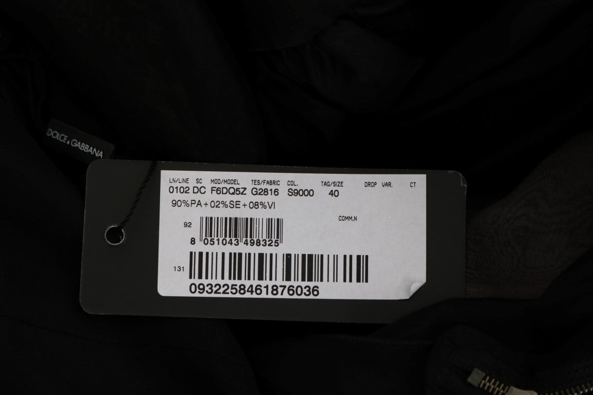 فستان دولتشي آند غابانا طويل من الحرير باللون الأسود والوردي