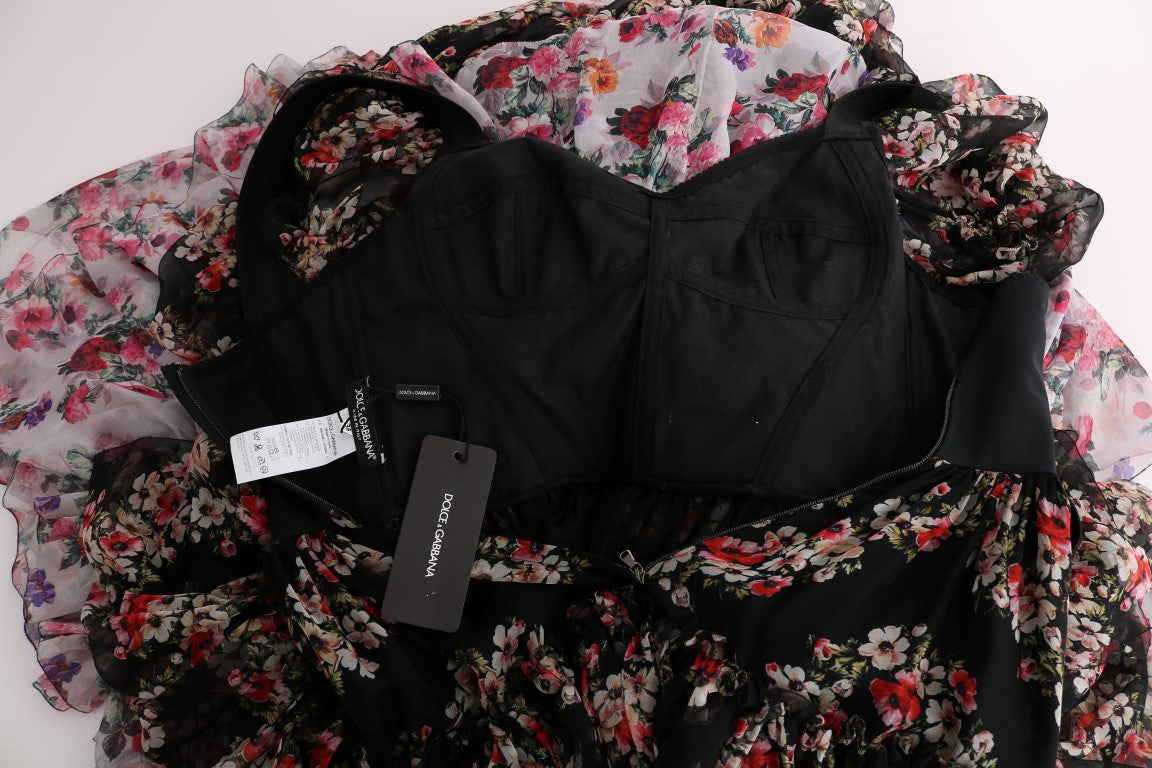 فستان دولتشي آند غابانا طويل من الحرير المرن متعدد الألوان بنقشة الزهور