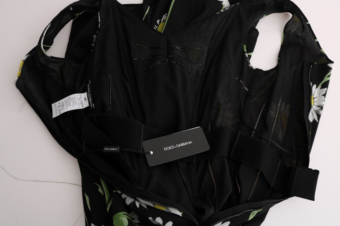 فستان دولتشي آند غابانا من الحرير المرن بنقشة دوار الشمس