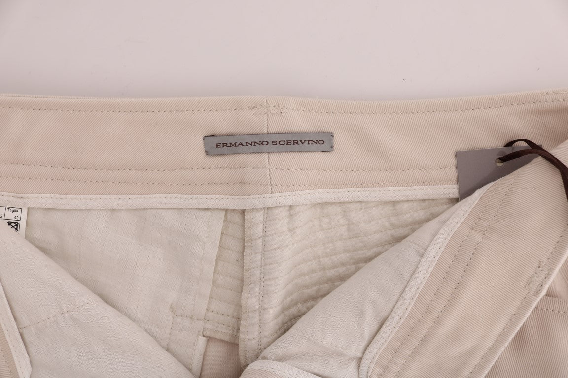 إيرمانو شيرفينو بنطال جينز كاجوال أبيض بقصة ضيقة