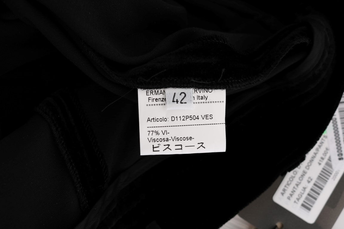 بنطال مخملي أسود بقصة ضيقة من إيرمانو شيرفينو