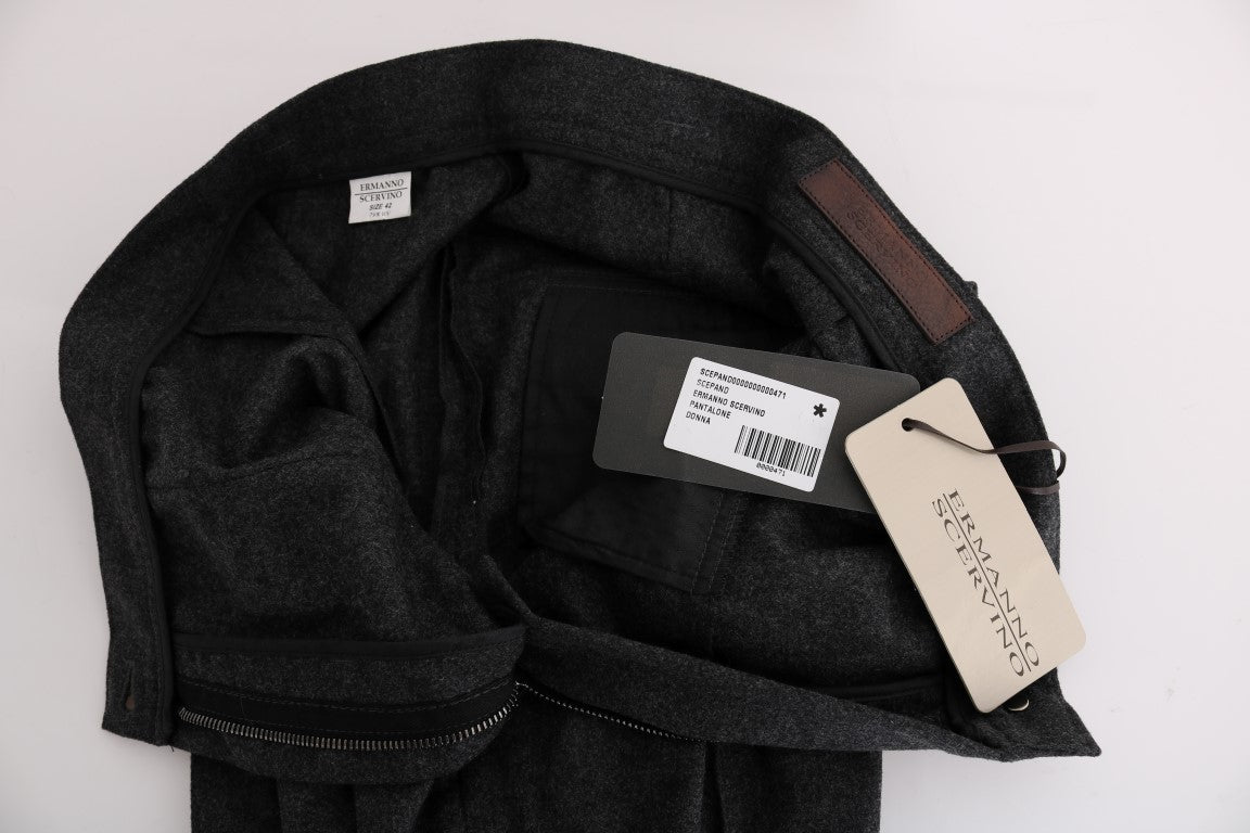 بنطال كاجوال ضيق من الصوف الرمادي من إرمانو شيرفينو