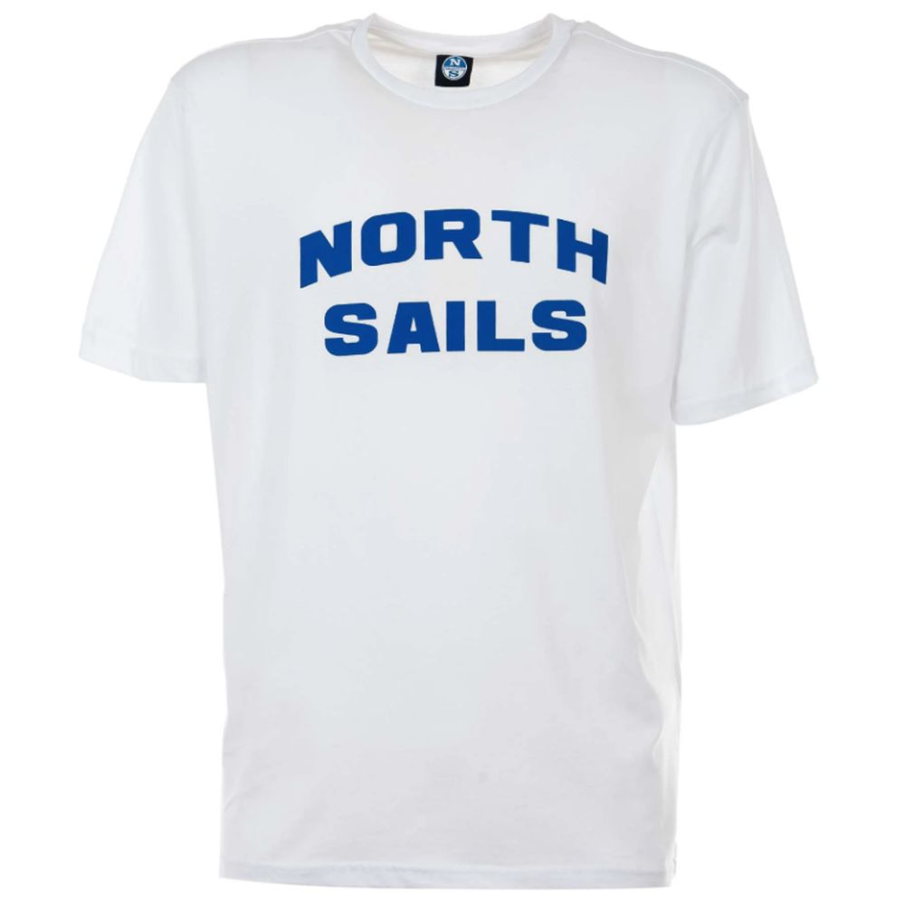 تي شيرت قطني أبيض أنيق من North Sails بشعار أزرق جريء
