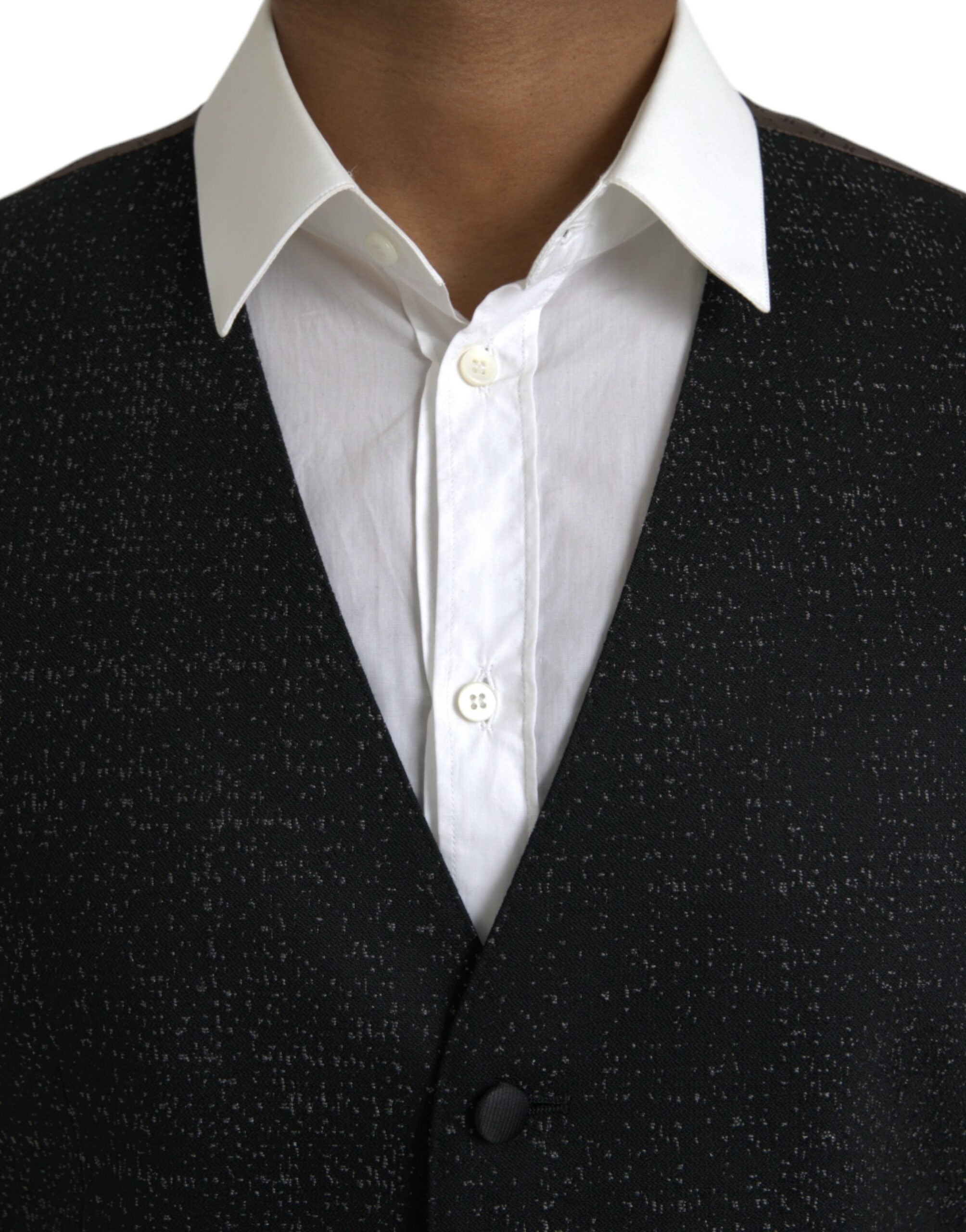 فستان دولتشي آند غابانا أسود وبني من الحرير مع صدرية رسمية