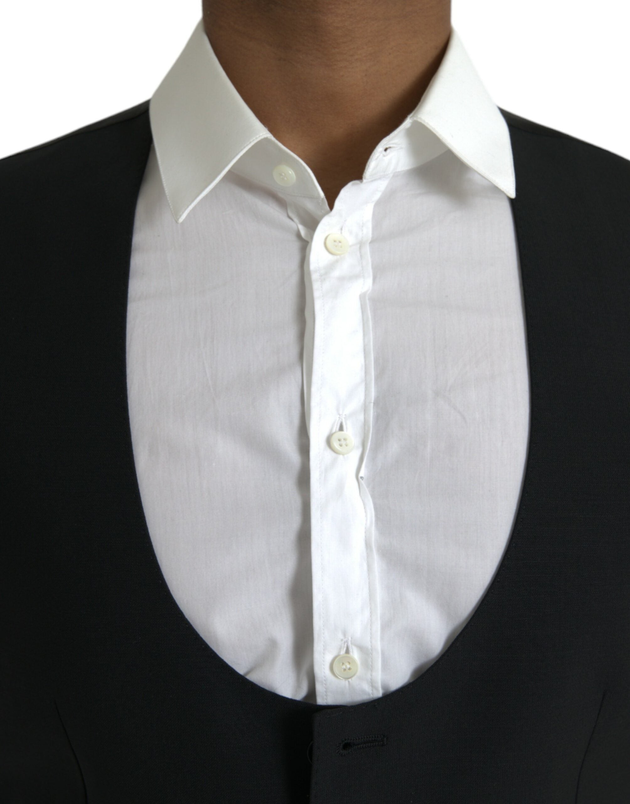 فستان دولتشي آند غابانا أسود من الصوف مع صدرية رسمية