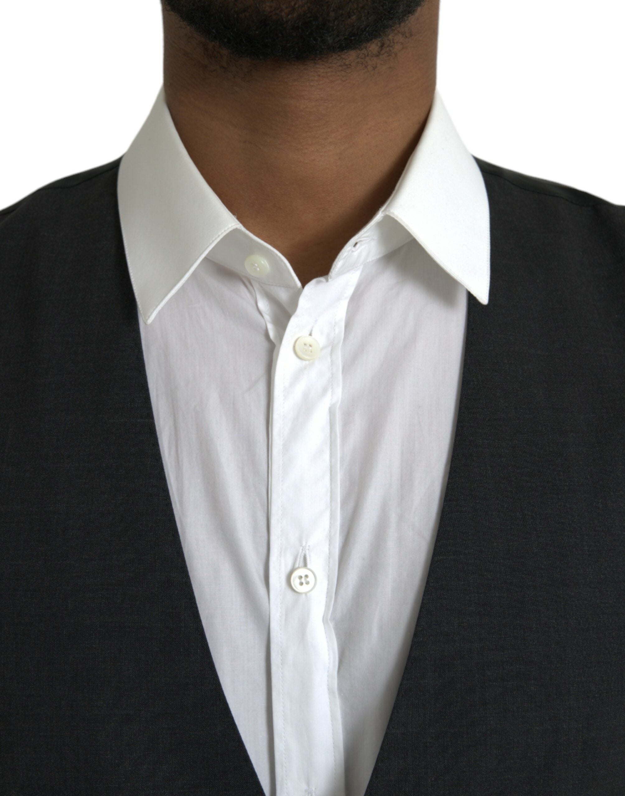 فستان دولتشي آند غابانا أسود من القطن مع صدرية رسمية