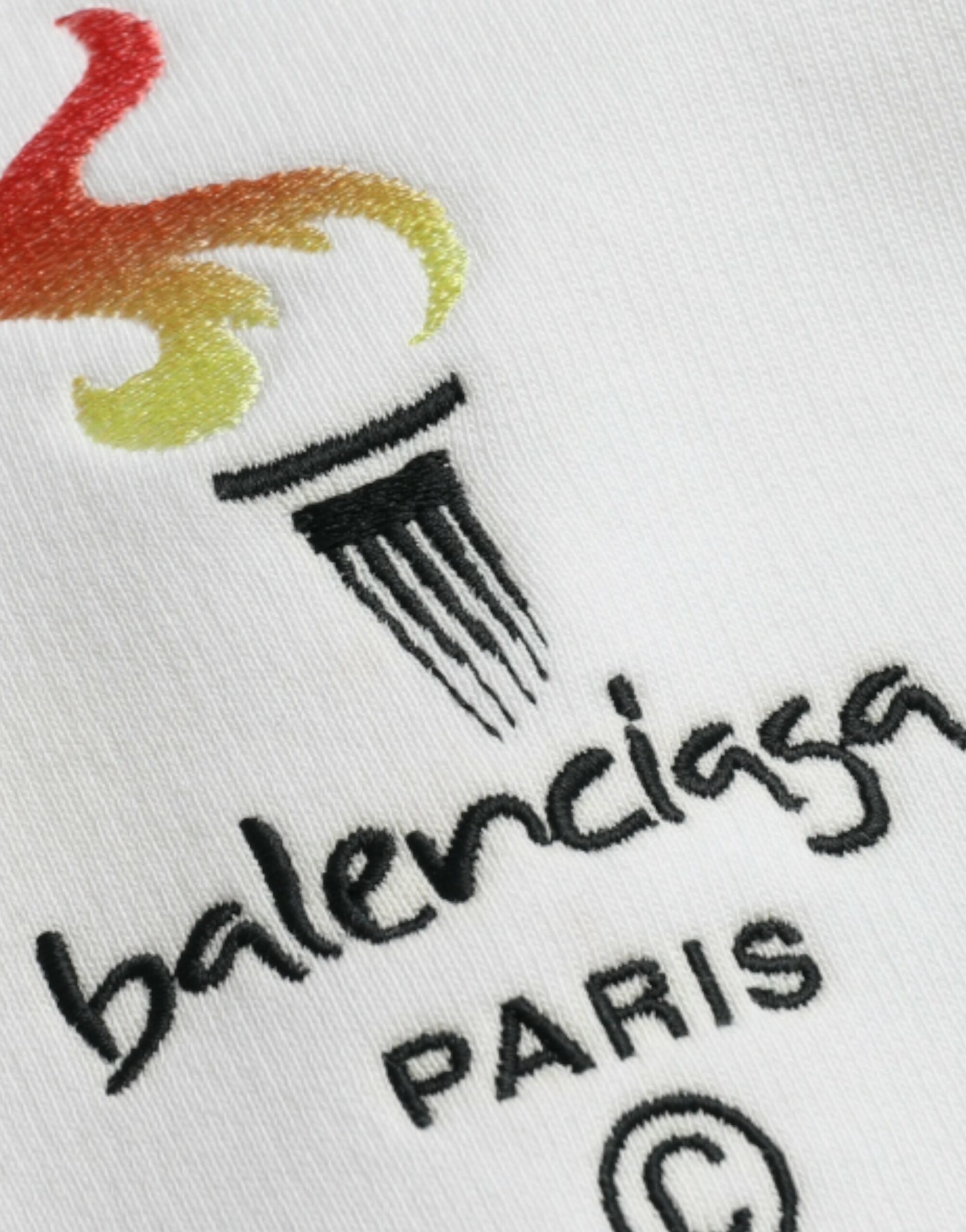 سويت شيرت بغطاء رأس وشعار من Balenciaga مصنوع من القطن الأبيض