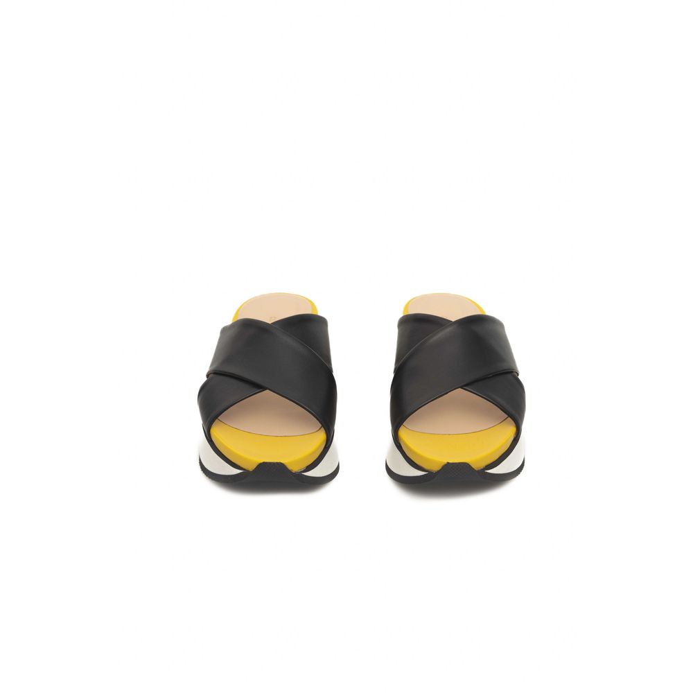 Cerruti 1881 Black Calfskin Women Sandal