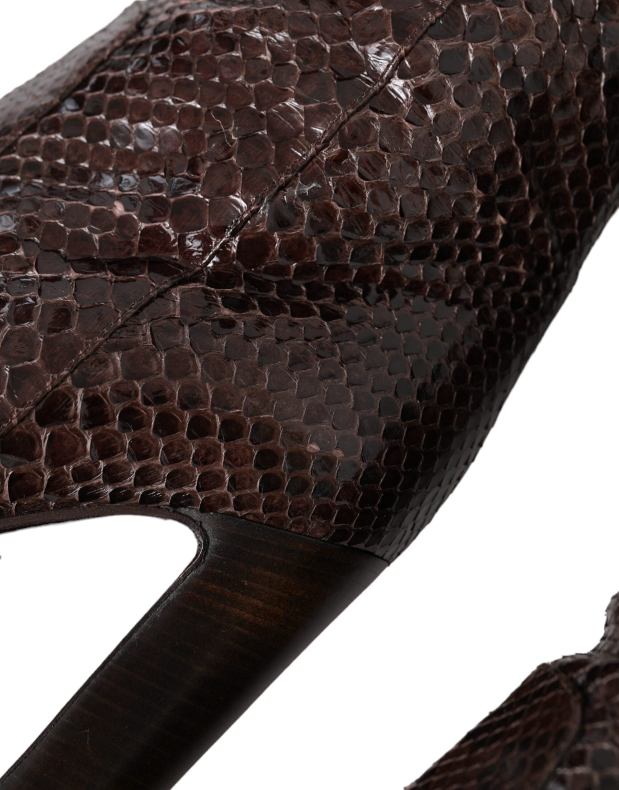 حذاء دولتشي آند غابانا بني بكعب عالٍ من الجلد الغريب