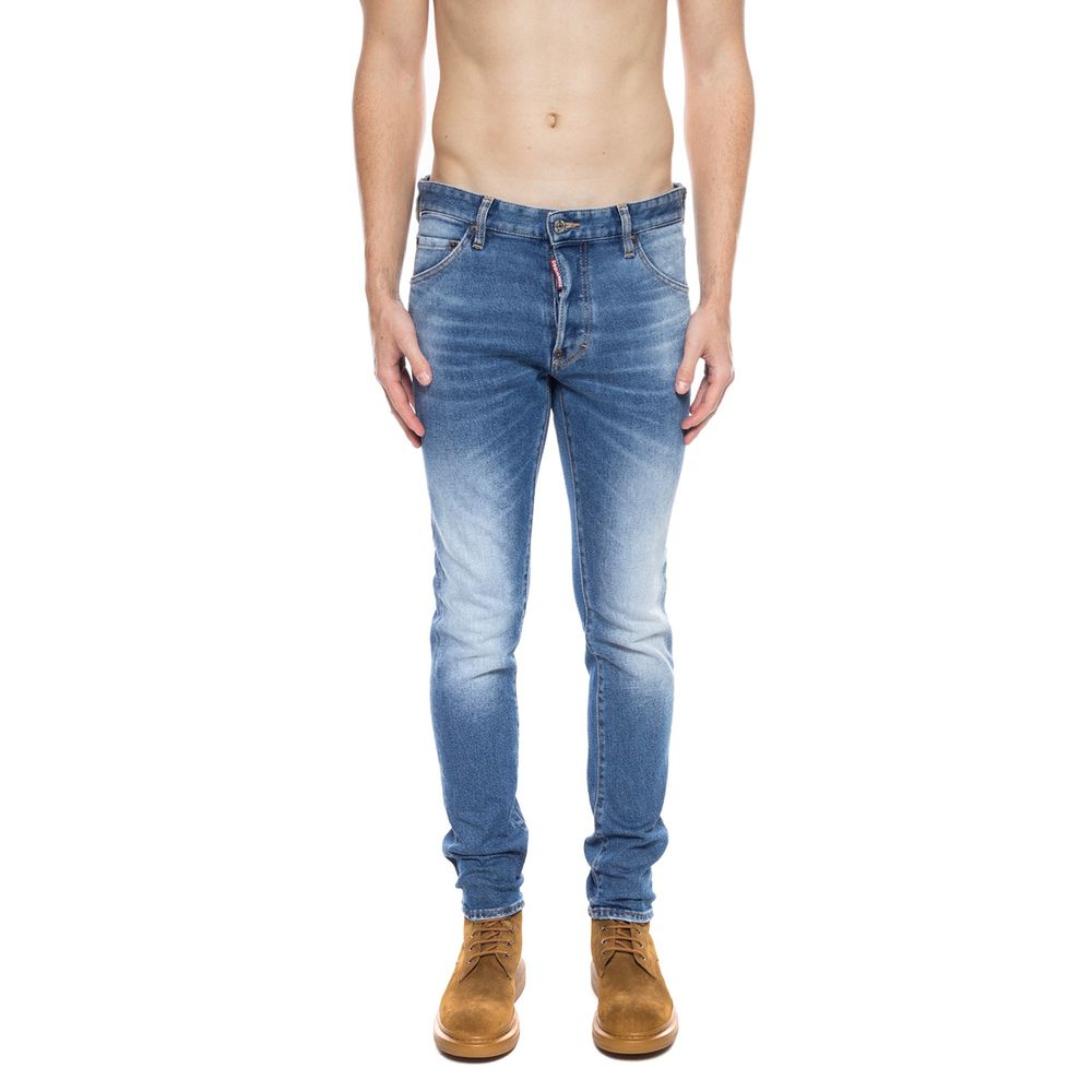 بنطلون جينز رجالي من القطن الأزرق من Dsquared² بتصميم باهت