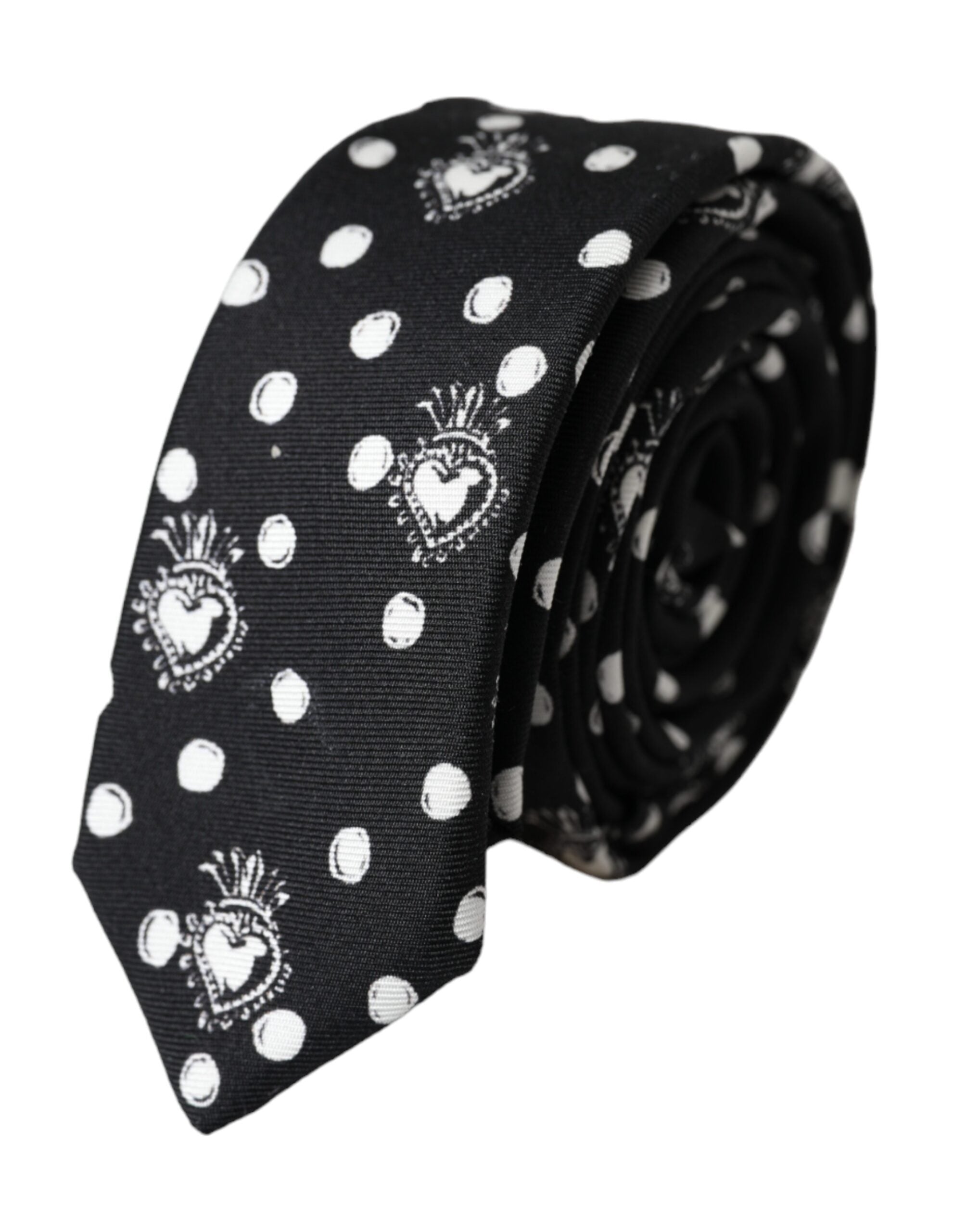 Dolce & Gabbana Black Heart Polka Dot Adjustable Tie - Luxe Marca
