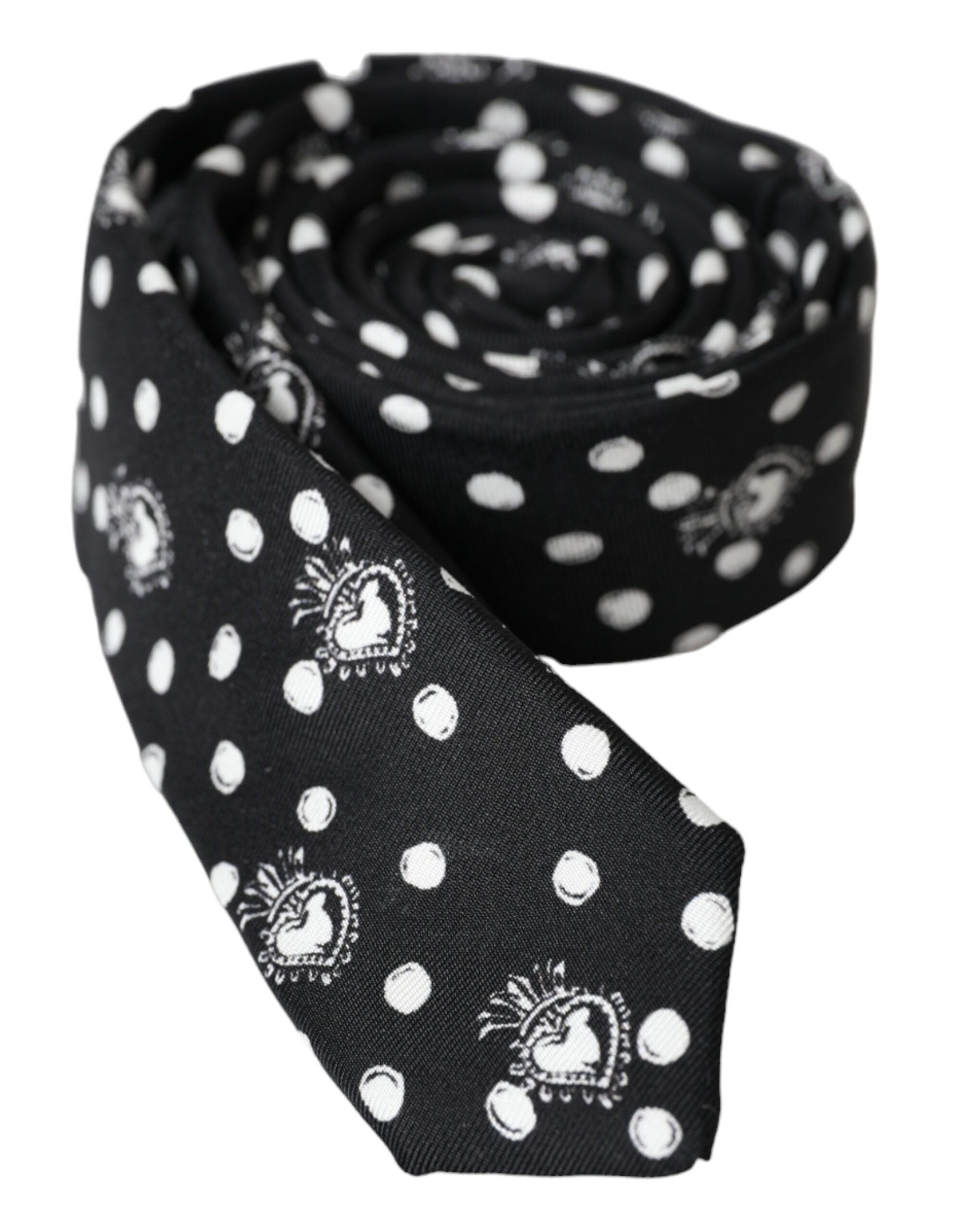 Dolce & Gabbana Black Heart Polka Dot Adjustable Tie - Luxe Marca