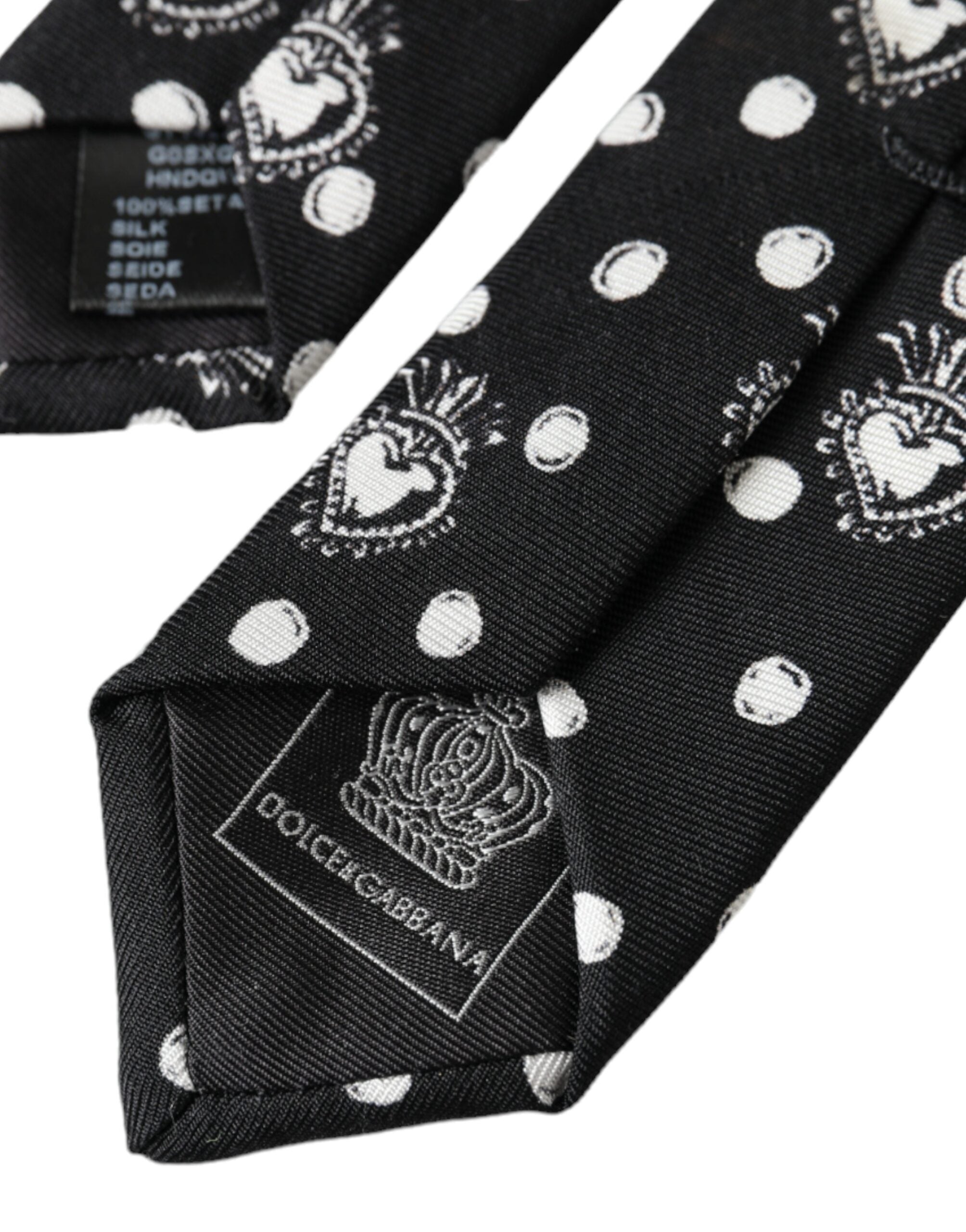 Dolce & Gabbana Black Heart Polka Dot Adjustable Tie - Luxe Marca