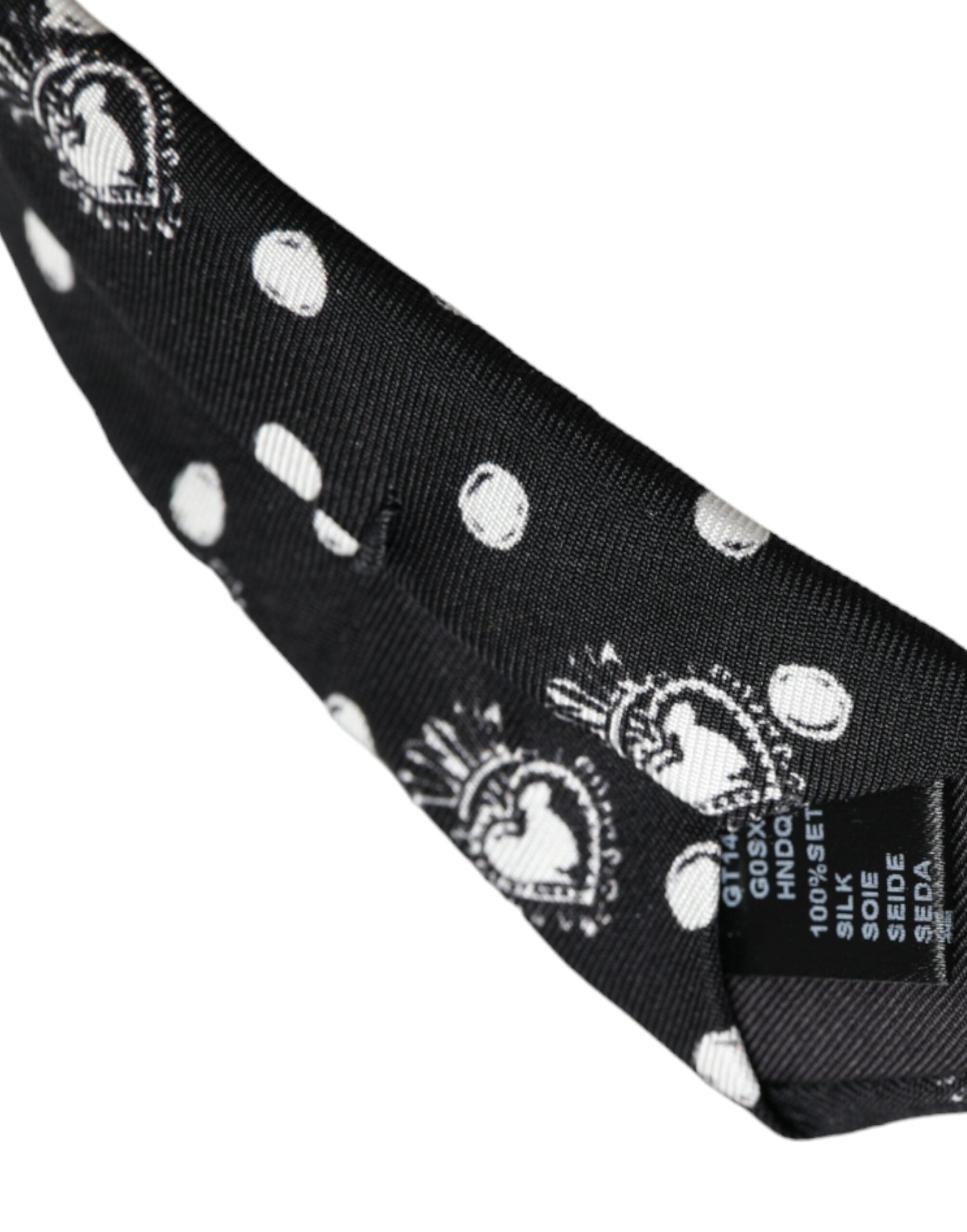 Dolce & Gabbana Black Heart Polka Dot Adjustable Tie - Luxe Marca