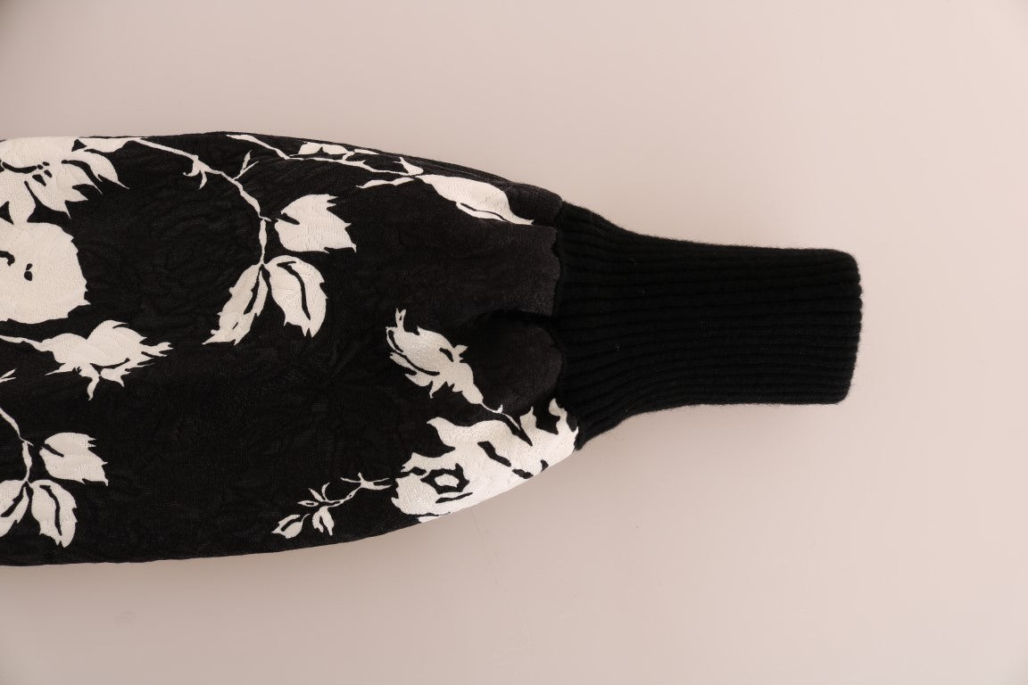 سترة دولتشي آند غابانا من الفرو الأسود المزهر بسحاب