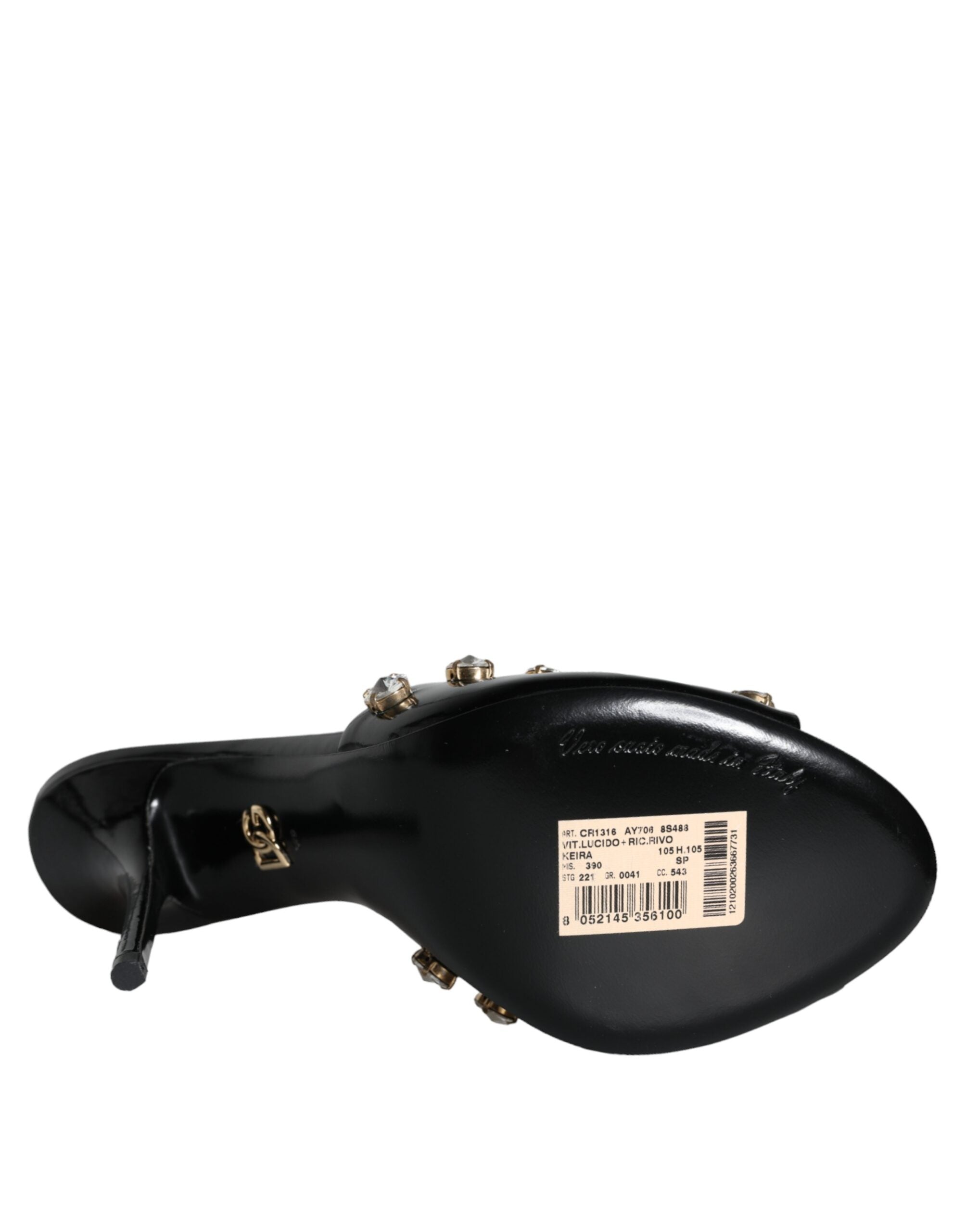 صندل كيرا من دولتشي آند غابانا بكعب كريستالي أسود