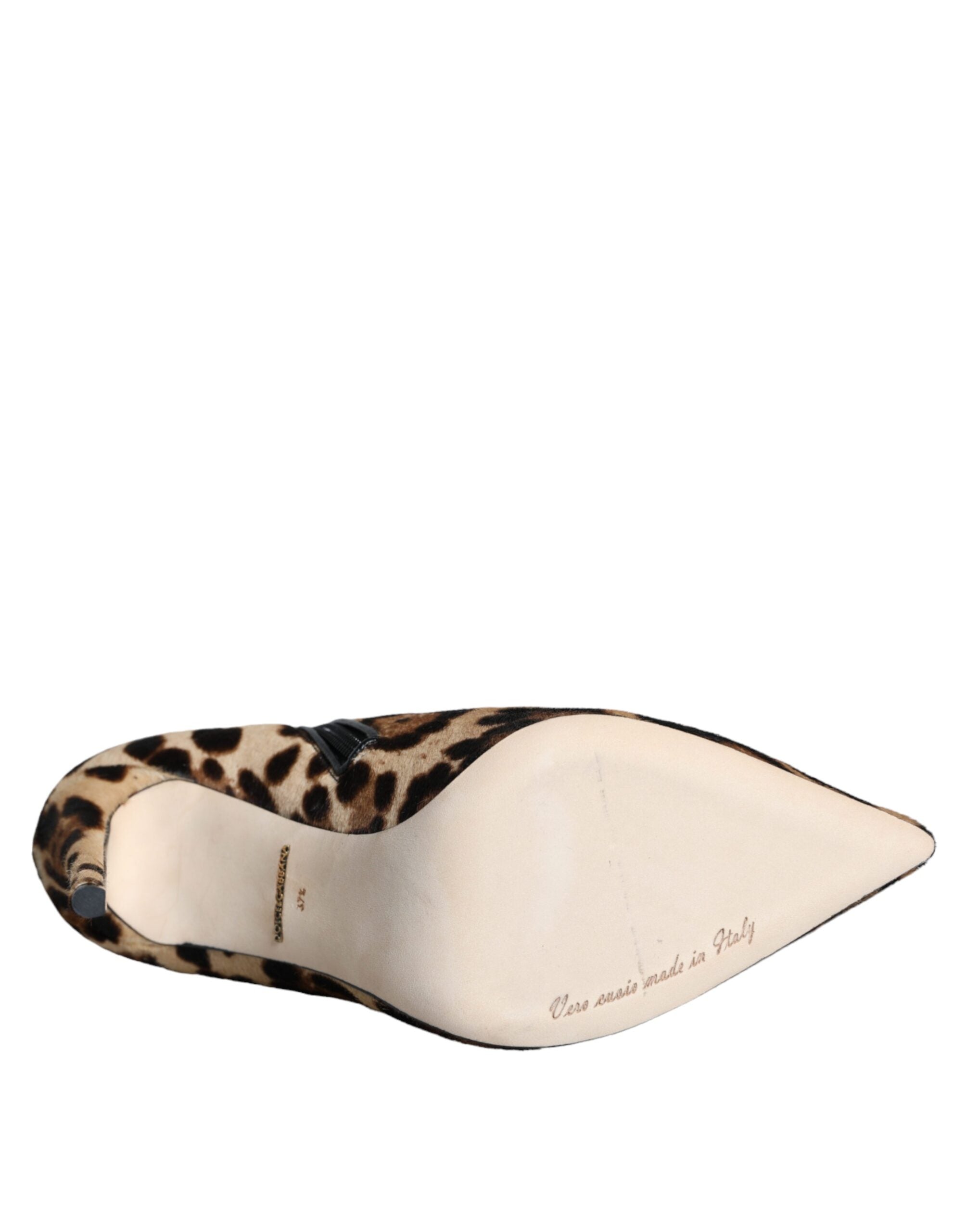 حذاء دولتشي آند غابانا بني من جلد الفهد بكعب عالٍ من فرو العجل