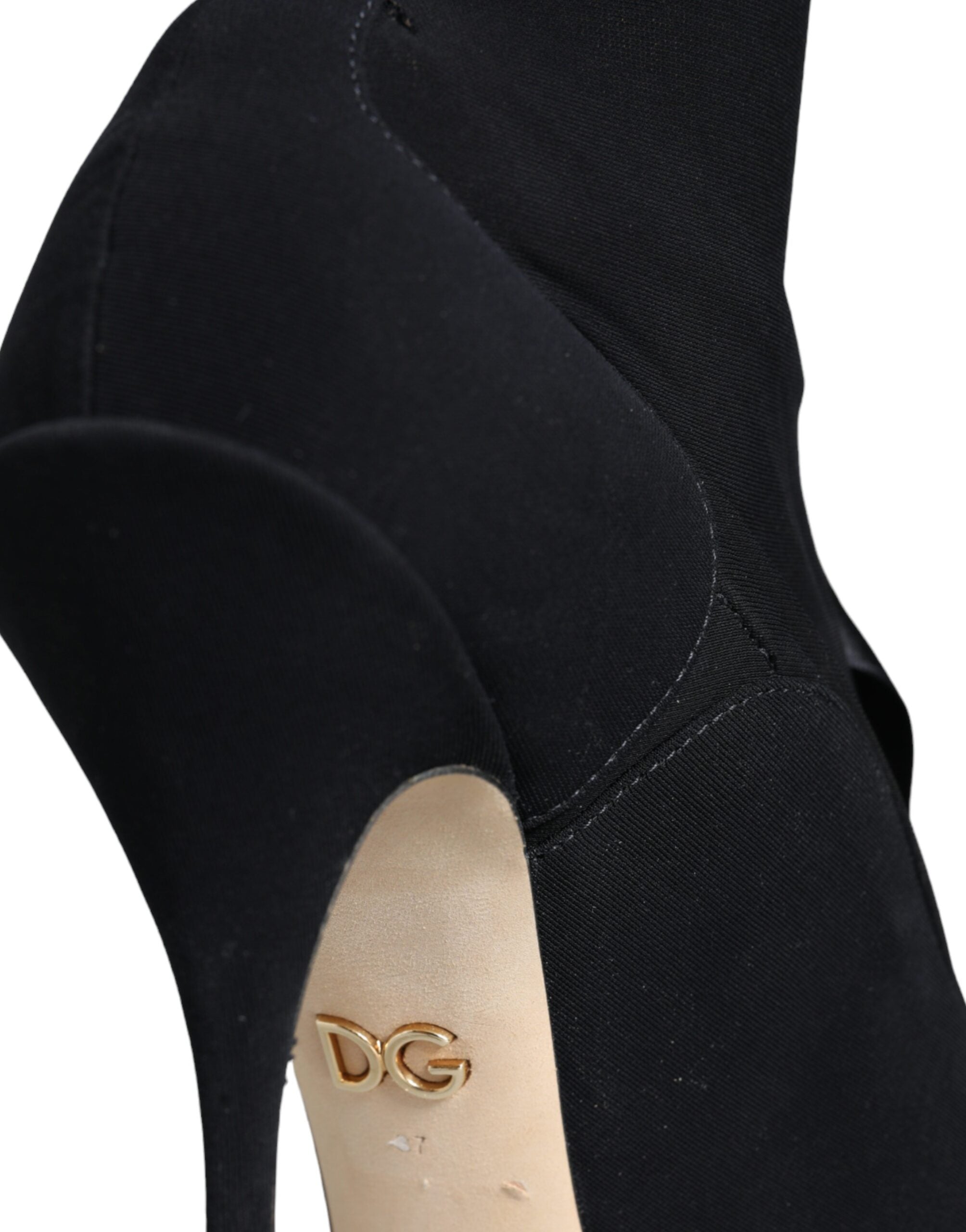 حذاء دولتشي آند غابانا أسود بكعب ستيليتو متوسط الارتفاع