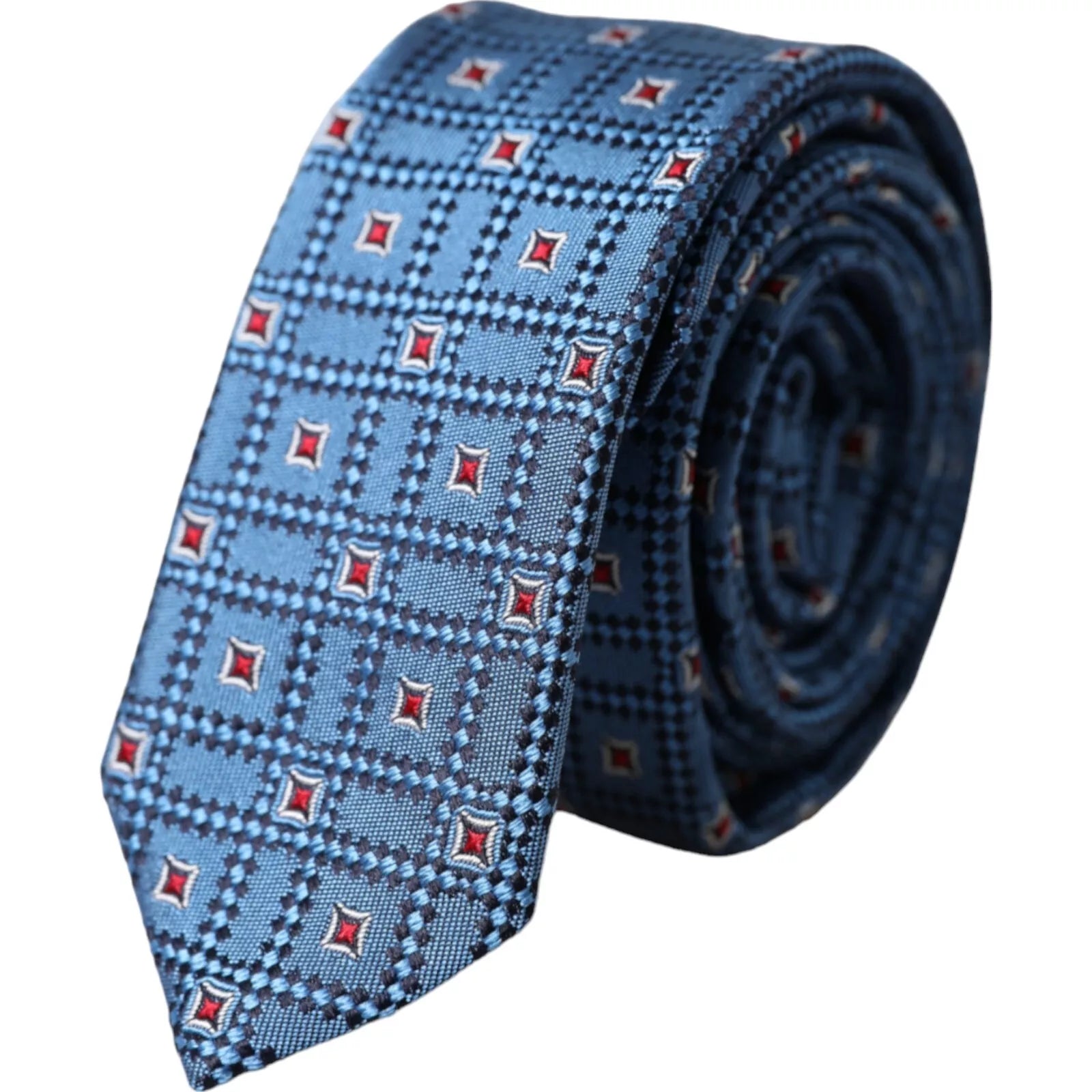 Dolce & Gabbana Blue Patterned 100% Silk Adjustable Men Tie - Luxe Marca