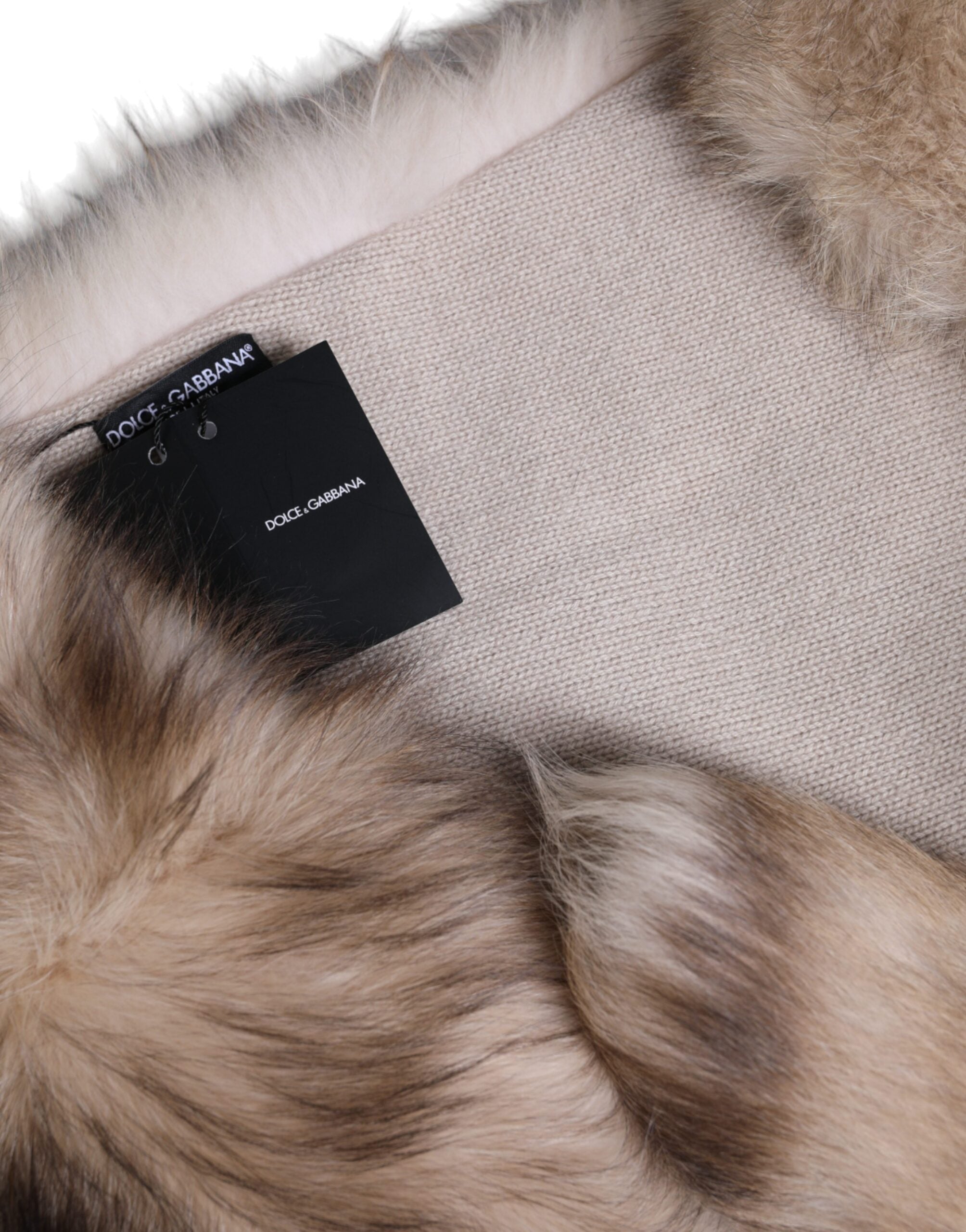 وشاح شتوي دافئ للرقبة من فرو الثعلب البني من دولتشي آند غابانا