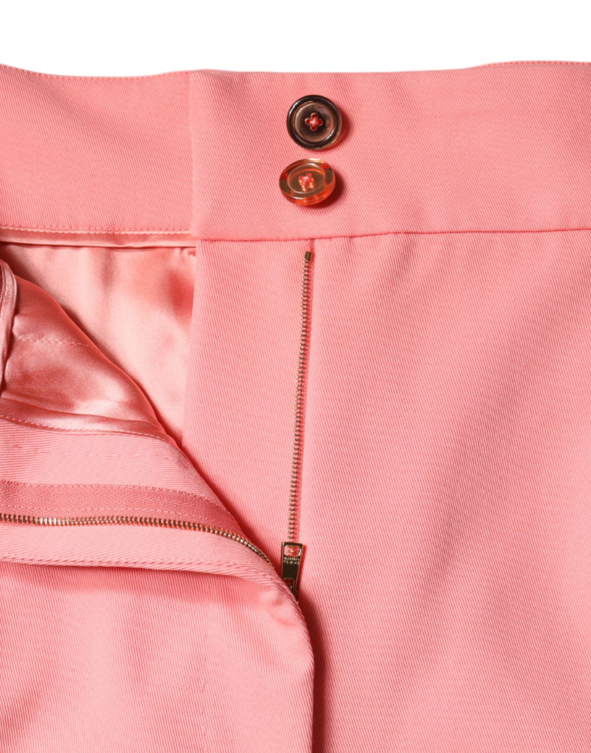 بنطلون دولتشي آند غابانا الوردي المصنوع من البوليستر عالي الخصر وضيق الخصر