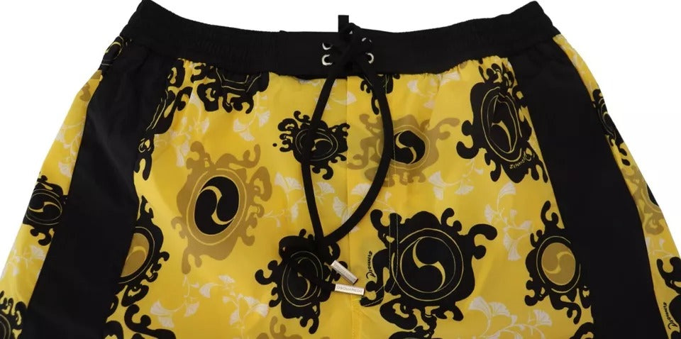 شورت سباحة من النايلون مطبوع باللونين الأصفر والأسود من Dsquared²